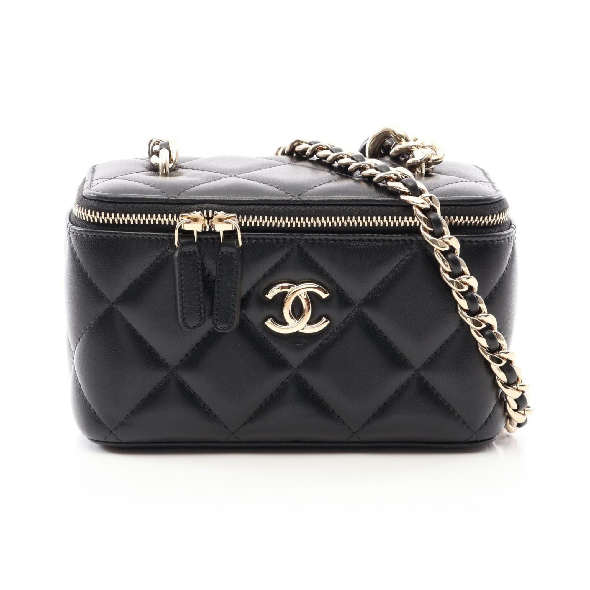 Chanel Black Leather Handbag Shoulder Bag (Pre-Owned)