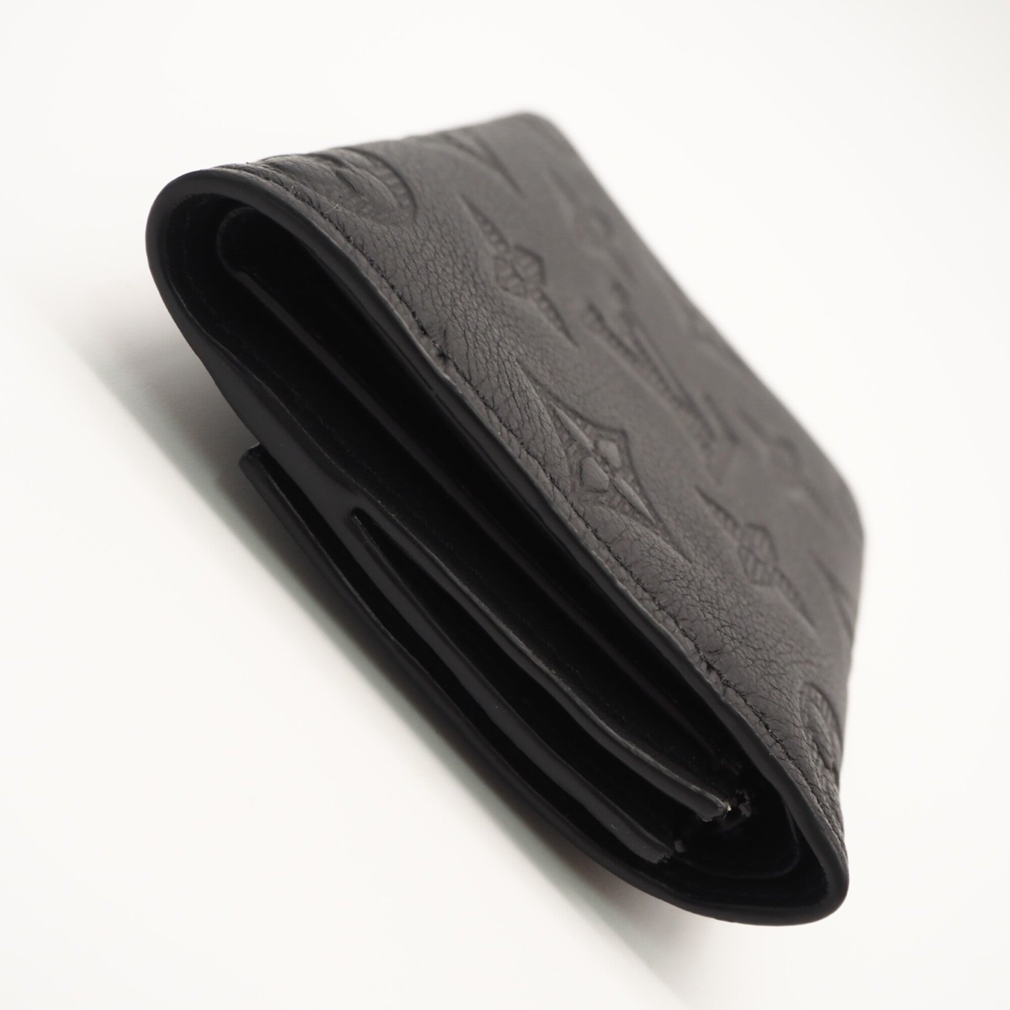 Louis Vuitton Monogram Shadow Black Leather Wallet (Tri-Fold) (Pre-Owned)