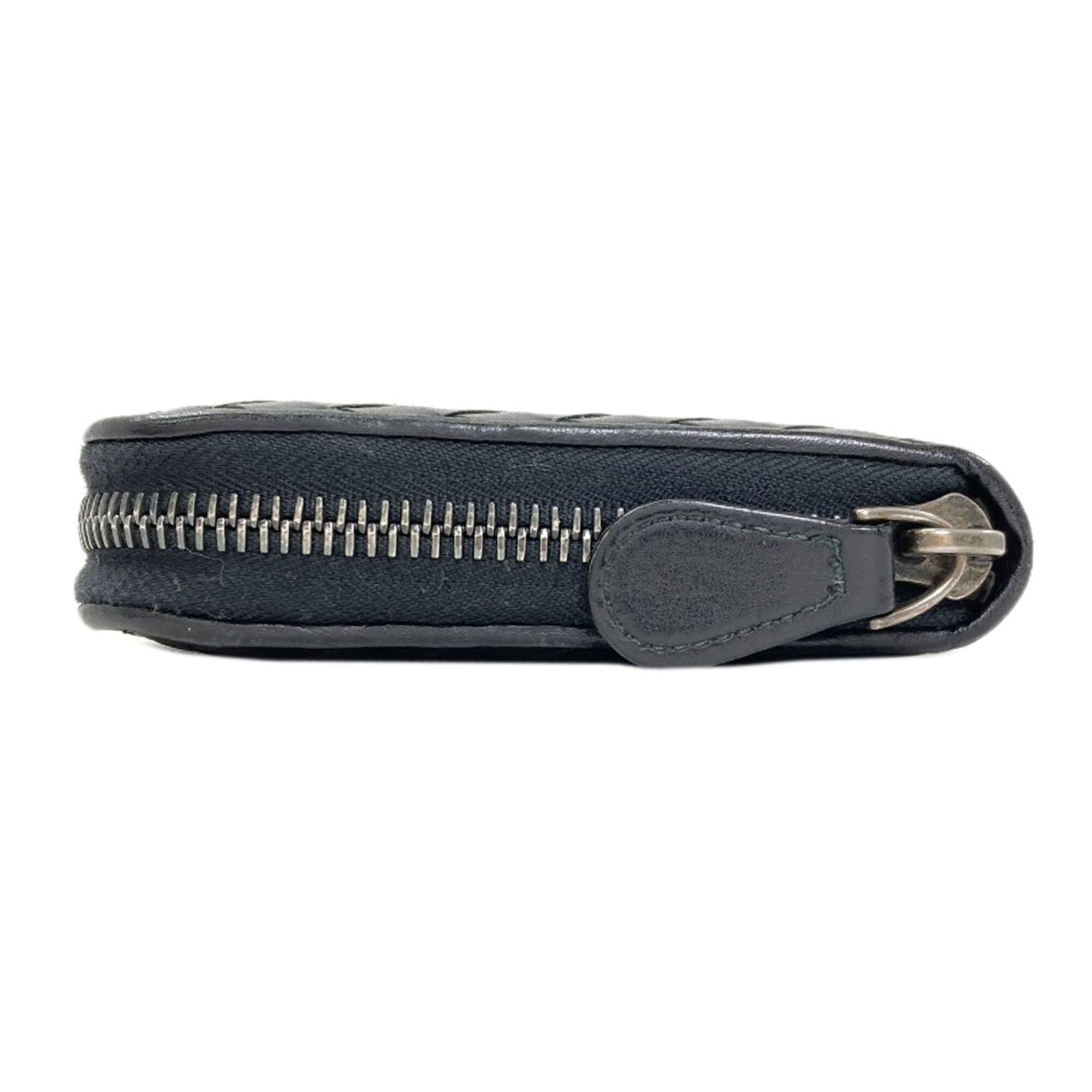 Bottega Veneta Intrecciato Black Leather Long Wallet (Bi-Fold) (Pre-Owned)
