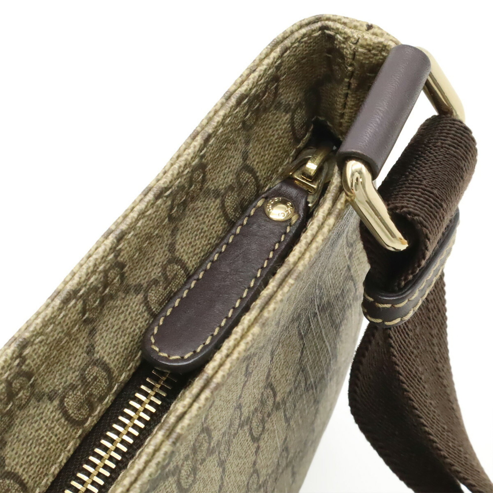 Gucci Gg Plus Beige Dark Brown Gg Supreme Leather Shoulder Bag (Pre-Owned)