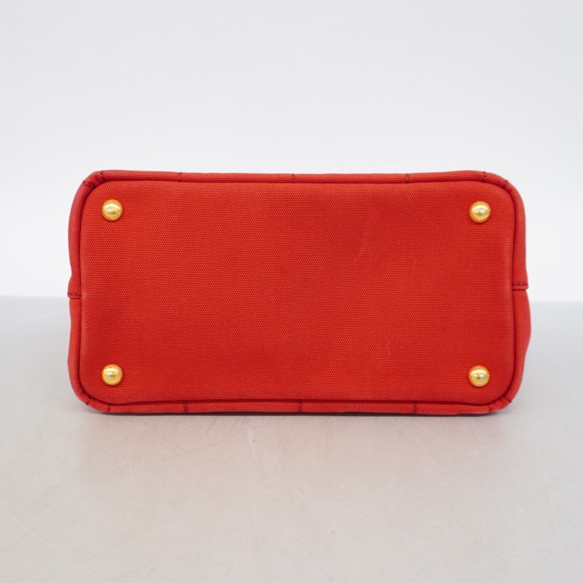 Prada Red Color Canvas Tote Bag (Pre-Owned)