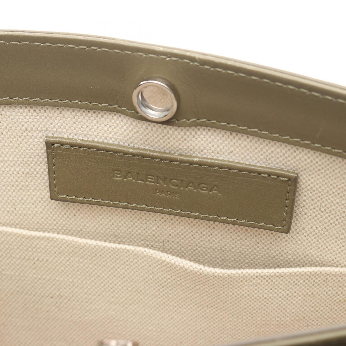 Balenciaga Khaki White Canvas Leather Handbag Pochette Shoulder Bag (Pre-Owned)