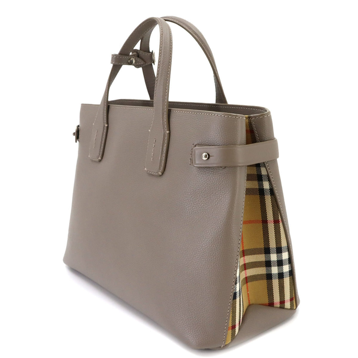Burberry Beige White Leather Handbag Tote Bag (Pre-Owned)