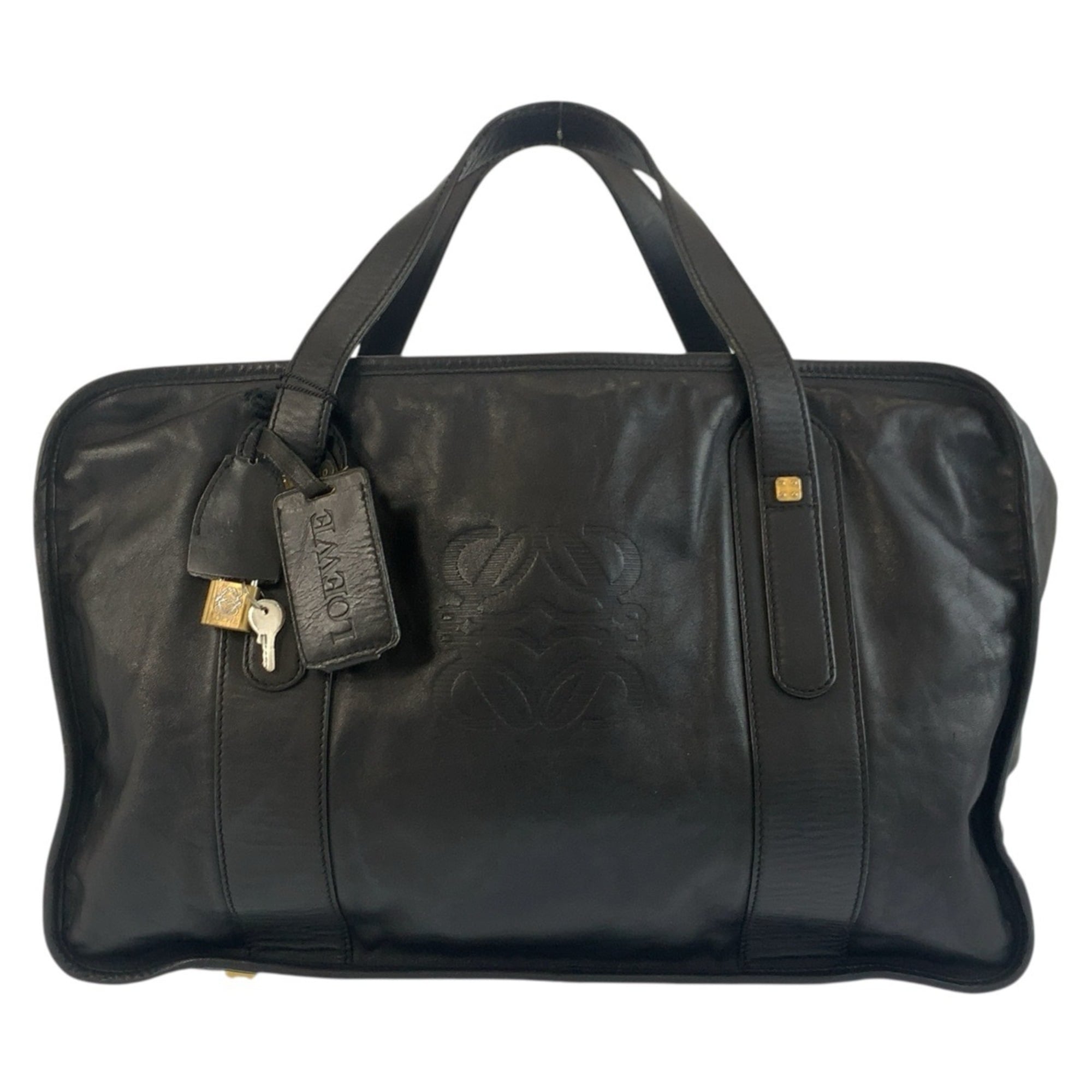 Loewe Black Leather Boston Bag Handbag (Pre-Owned)