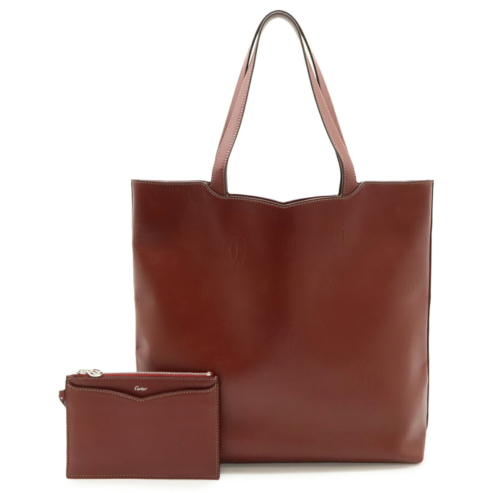 Cartier Happy Birthday Bordeaux Leather Shoulder Bag Tote Bag (Pre-Owned)