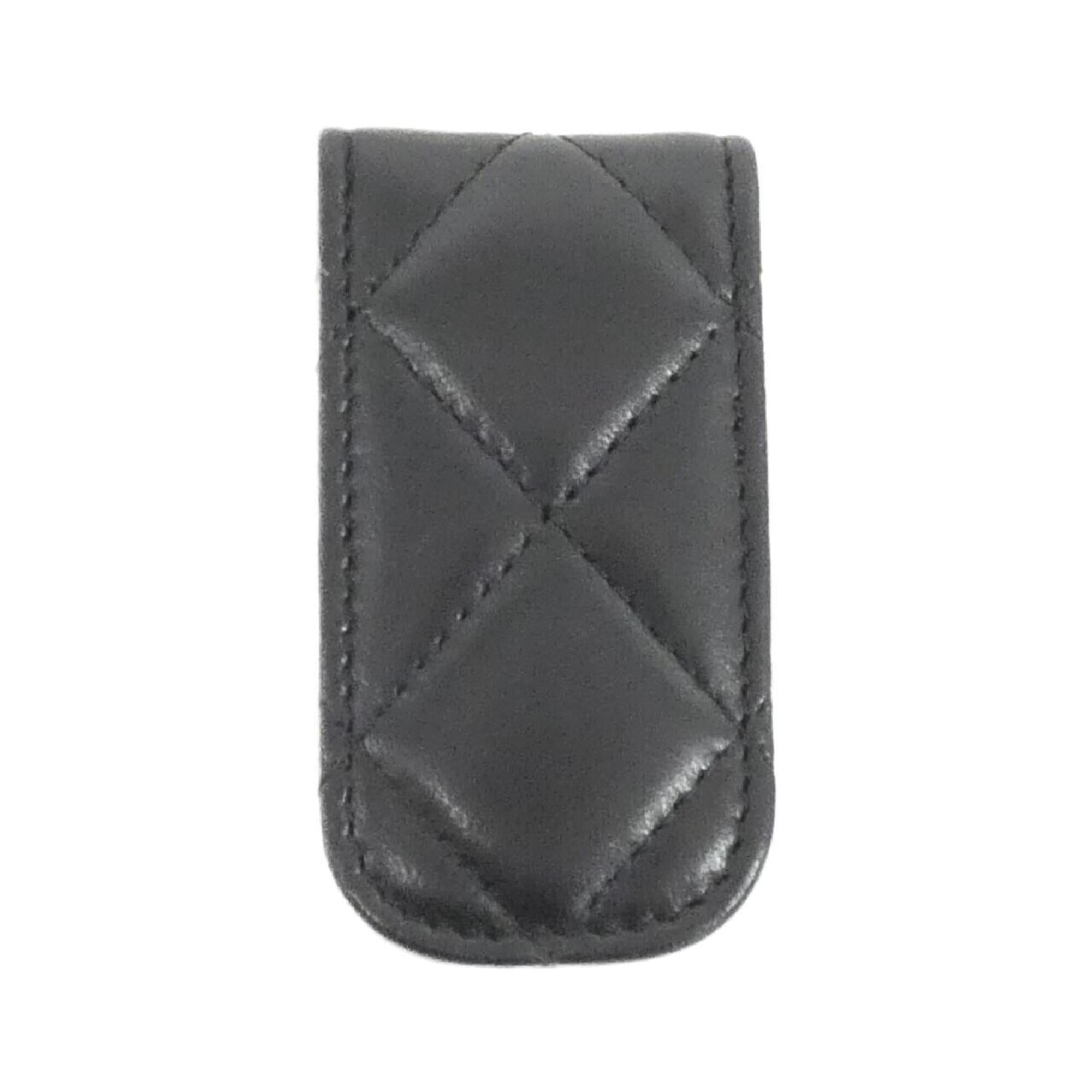 Chanel Black Bordeaux Leather Money Clip (Pre-Owned)