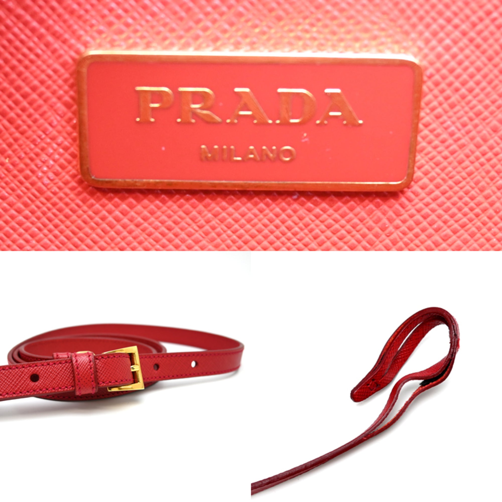 Prada Fuoco Red Color Leather Handbag (Pre-Owned)