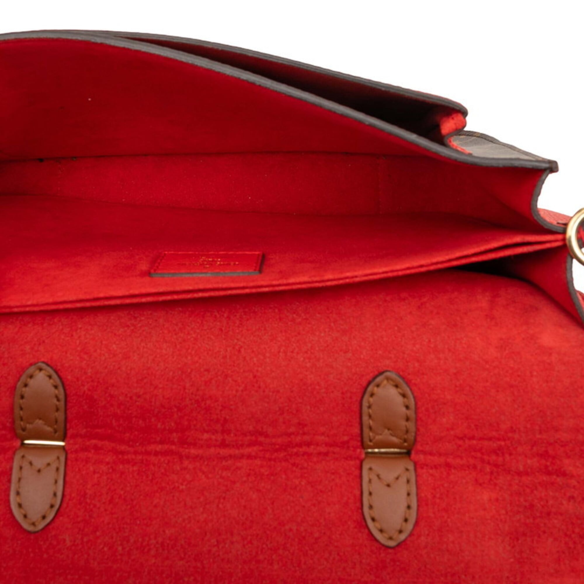 Louis Vuitton Monogram Brown Coquelicots Red Color Pvc Leather Handbag Shoulder Bag (Pre-Owned)