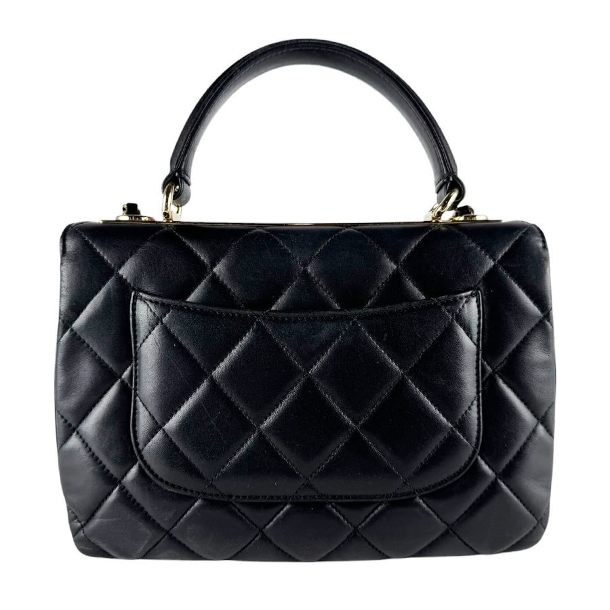 Chanel Black Leather Handbag Shoulder Bag (Pre-Owned)