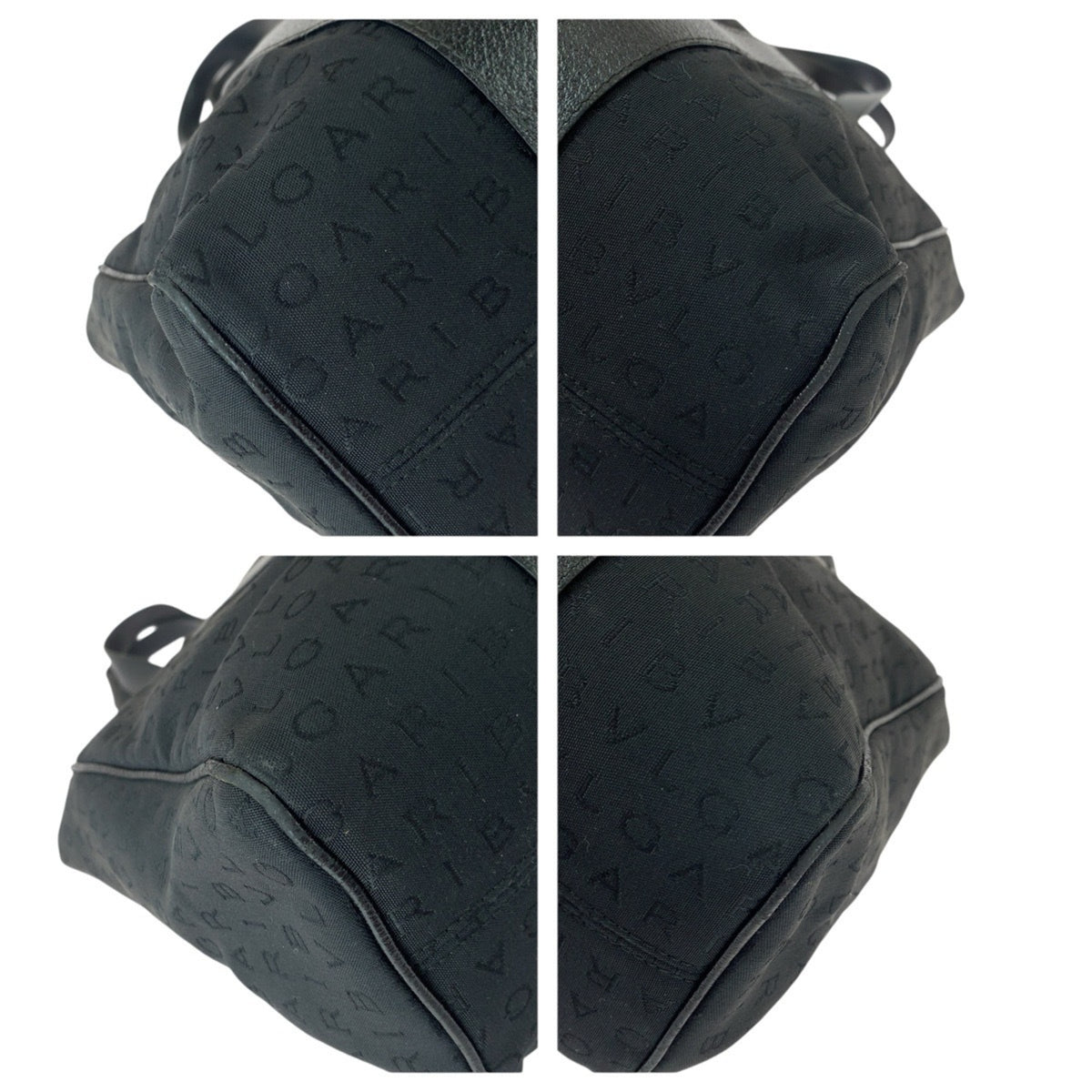 Bvlgari Black Canvas Leather Handbag Shoulder Bag (Pre-Owned)