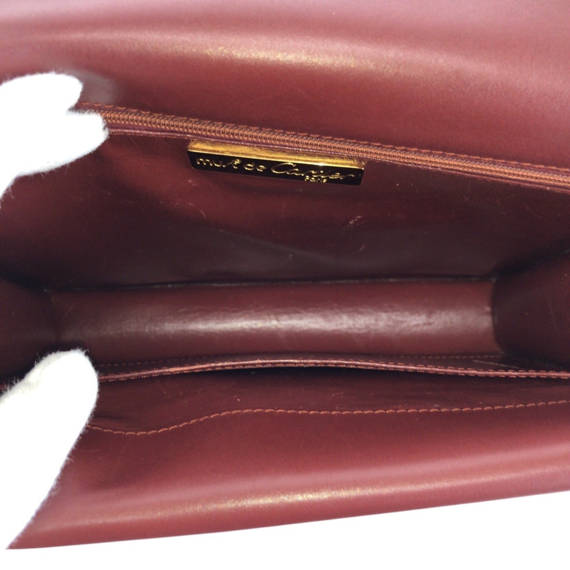 Cartier Bordeaux Wine Red Leather Shoulder Bag (Pre-Owned)