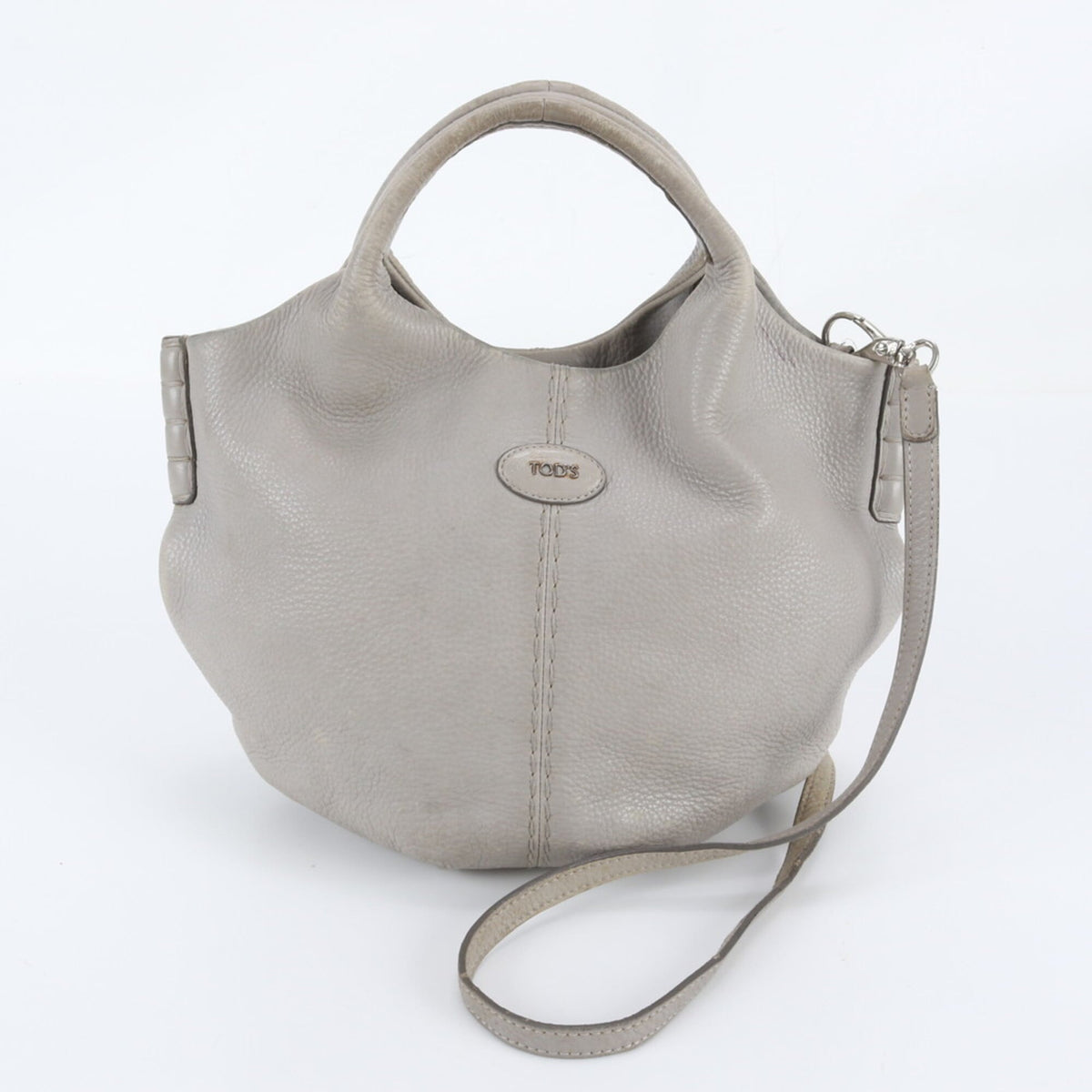 Tod's Grayish Leather Crossbody Bag Handbag Shoulder Bag Tote Bag (Pre-Owned)