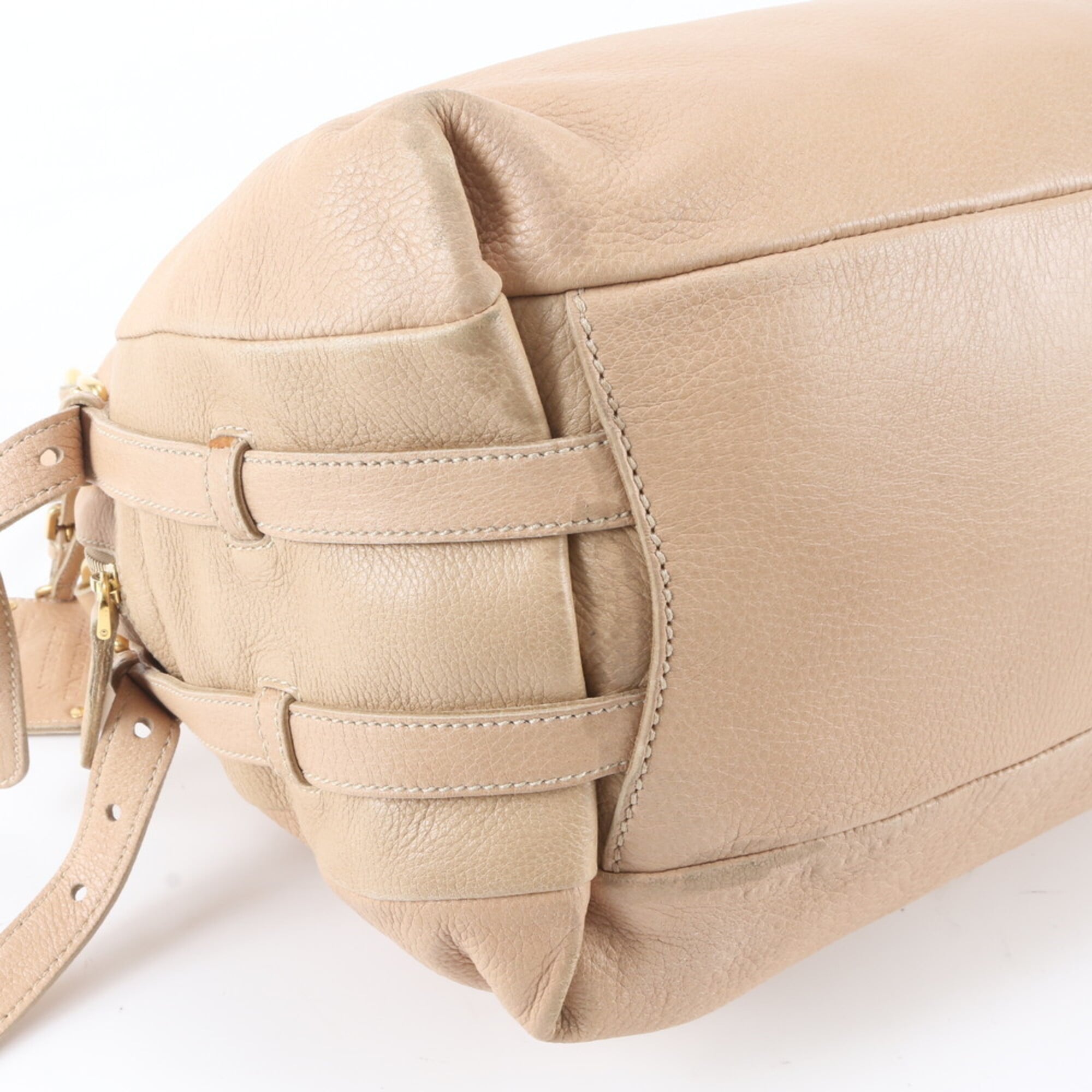 Prada Beige Leather Handbag Tote Bag (Pre-Owned)