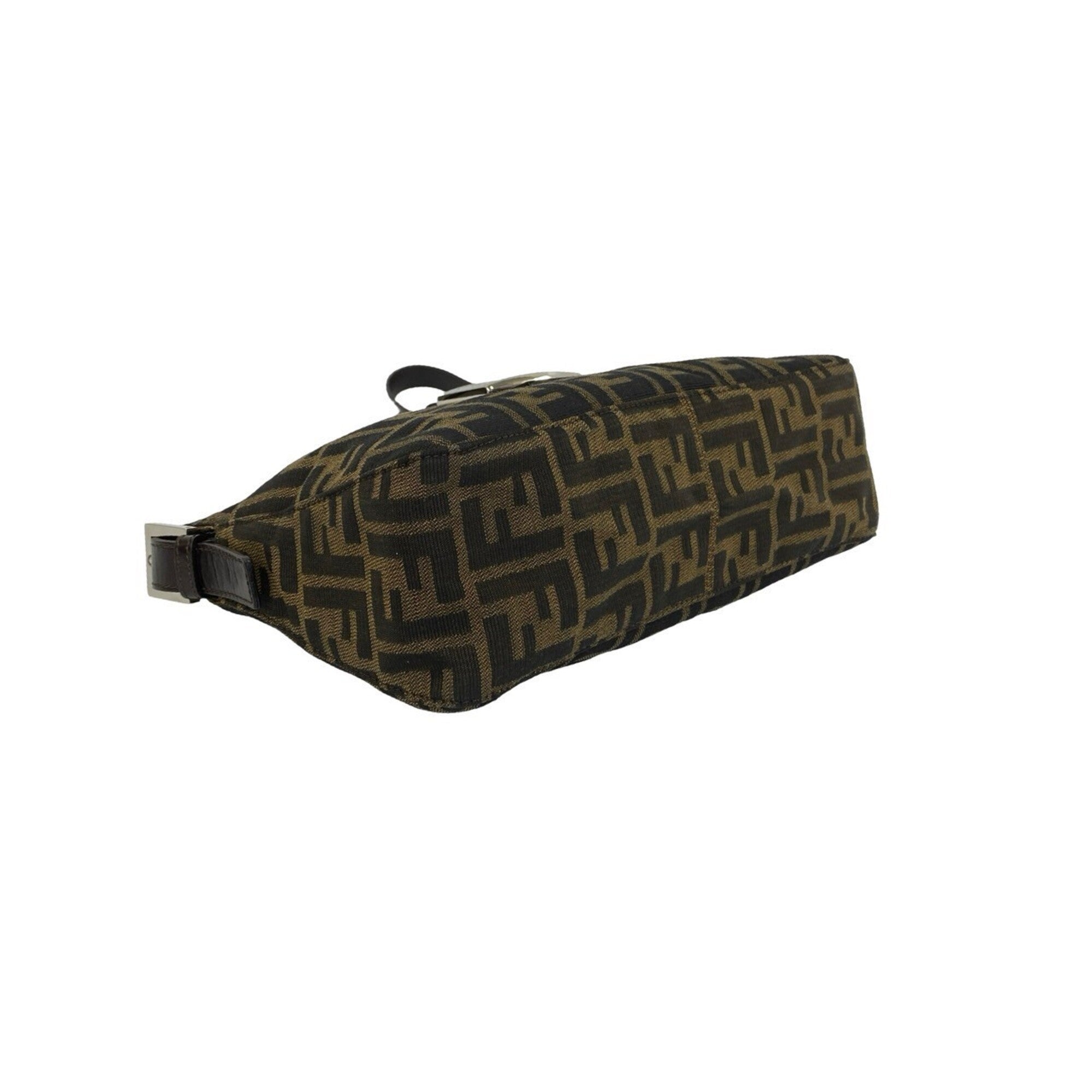 Fendi Black Brown Canvas Leather Shoulder Bag (Pre-Owned)