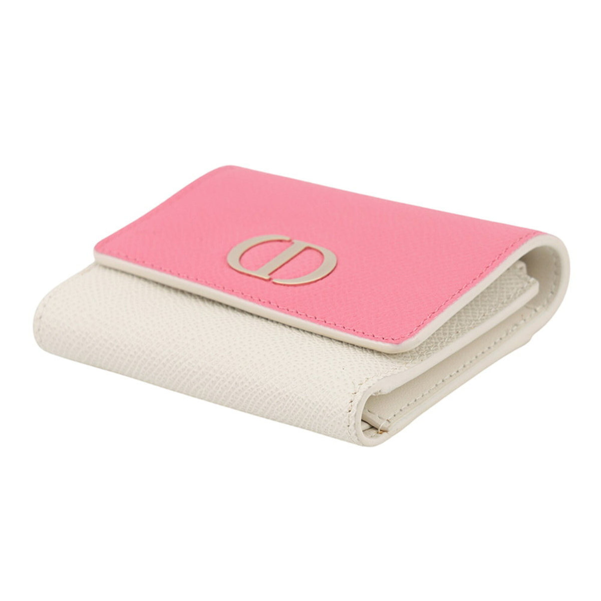 Christian Dior Pink White Leather Wallet (Tri-Fold) (Pre-Owned)