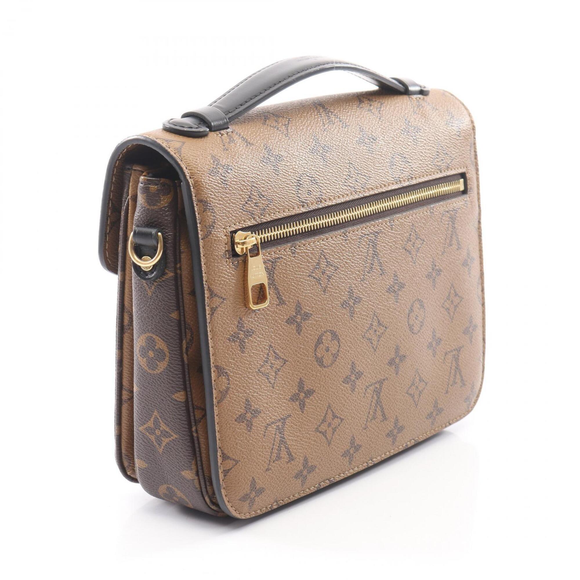 Louis Vuitton Black Brown Coated Canvas Pvc Monogram Reverse Leather Handbag Pochette (Pre-Owned)