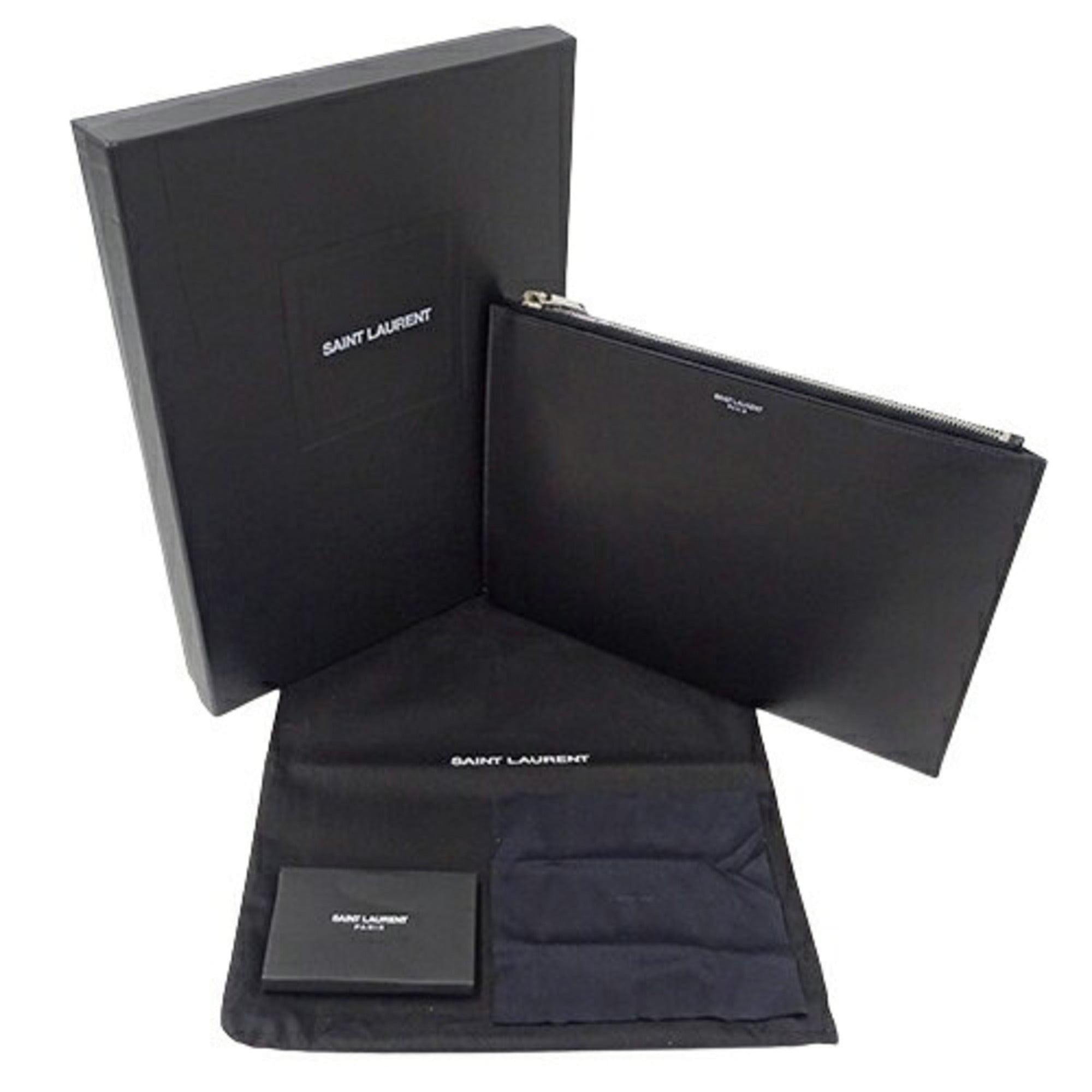 Saint Laurent Black Leather Clutch Bag (Pre-Owned)