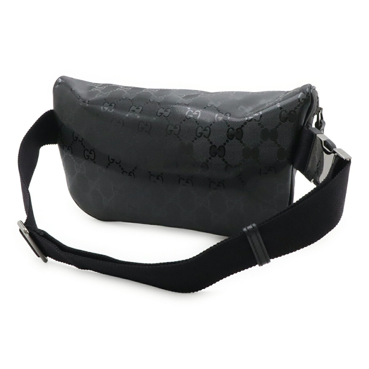 Gucci Gg Imprimé Black Coated Canvas Pvc Leather Fanny Pack Pouch Sling Bag (Pre-Owned)