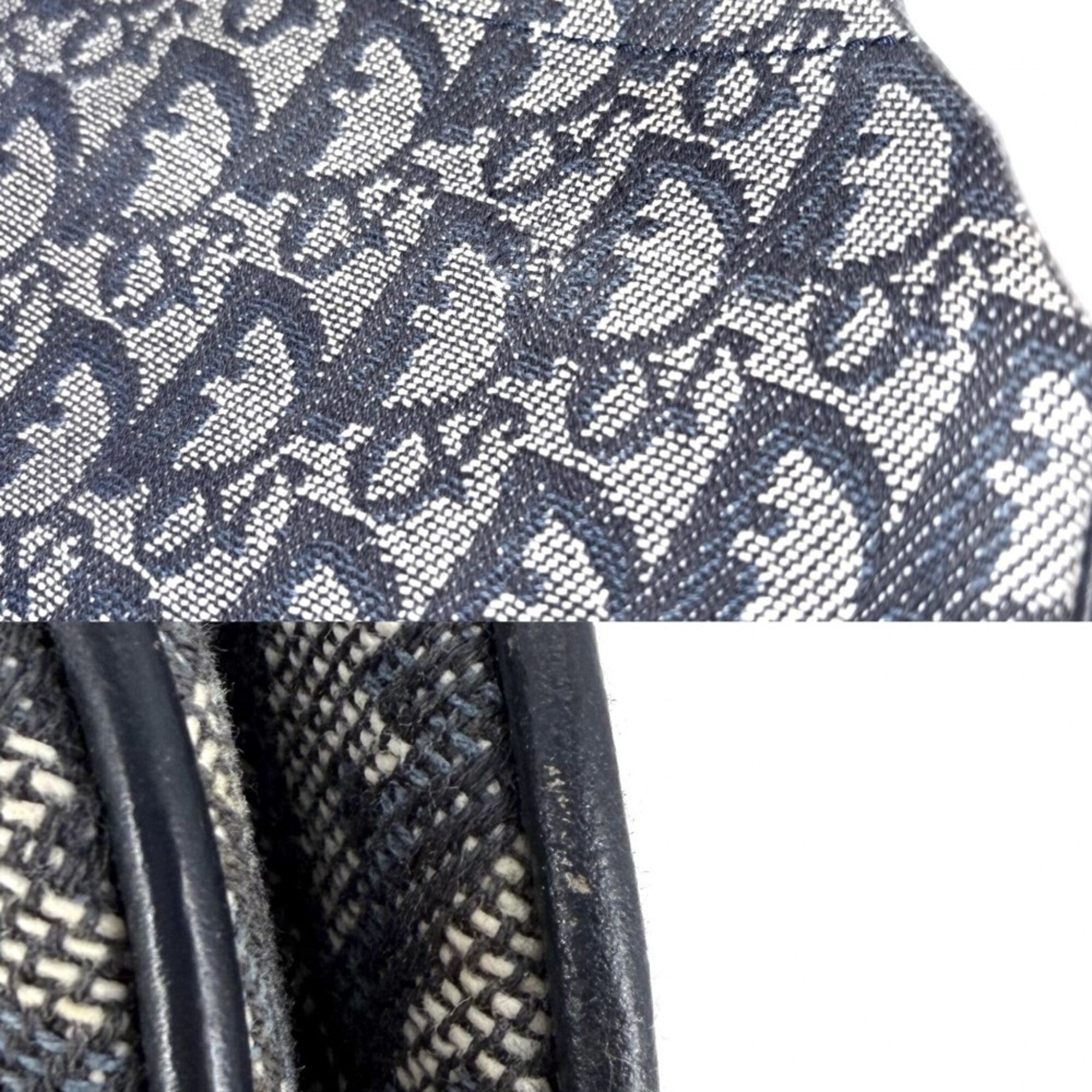 Christian Dior Navy Canvas Leather Saddle Bag Shoulder Bag (Pre-Owned)