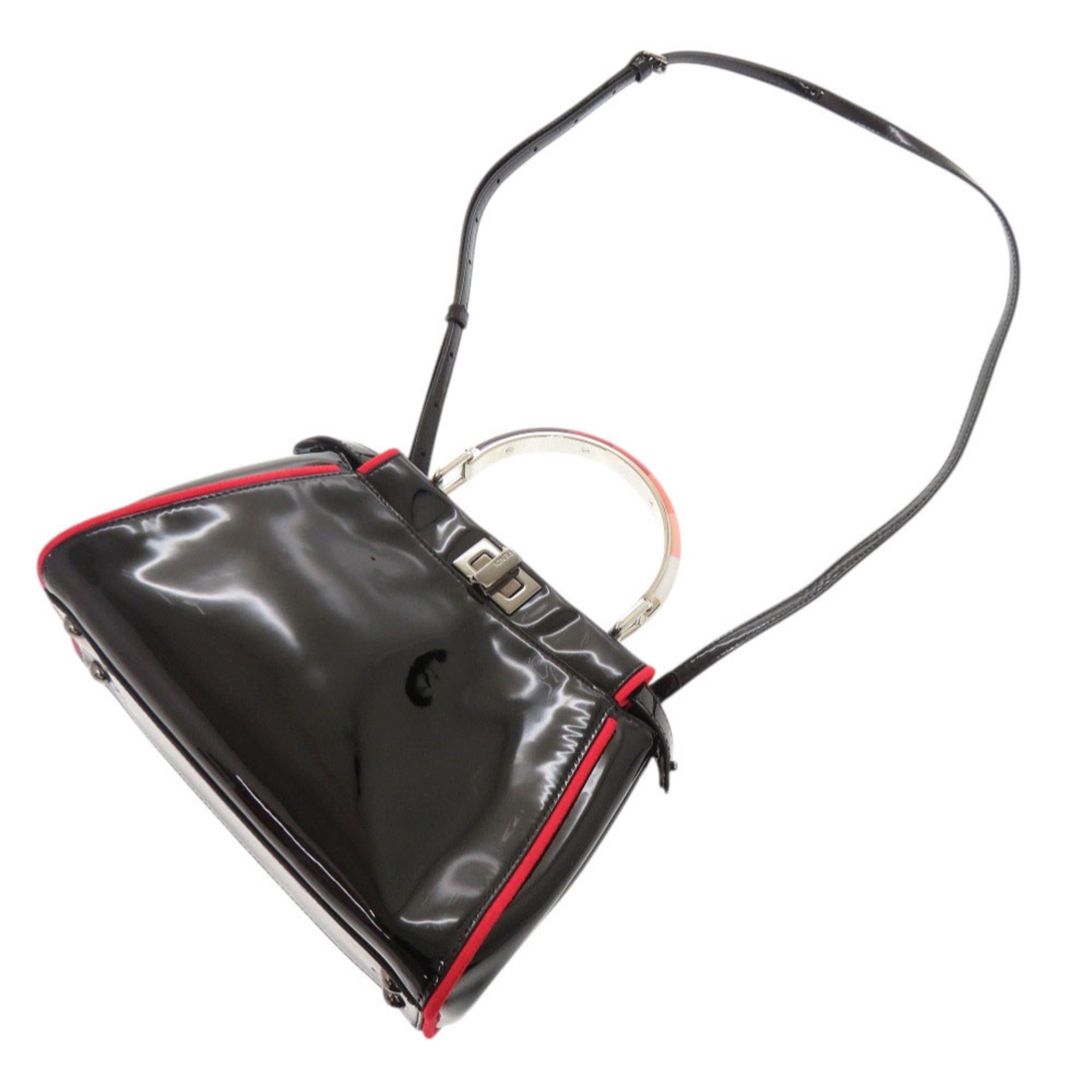 Fendi Black Red Color Patent Leather Handbag Shoulder Bag (Pre-Owned)