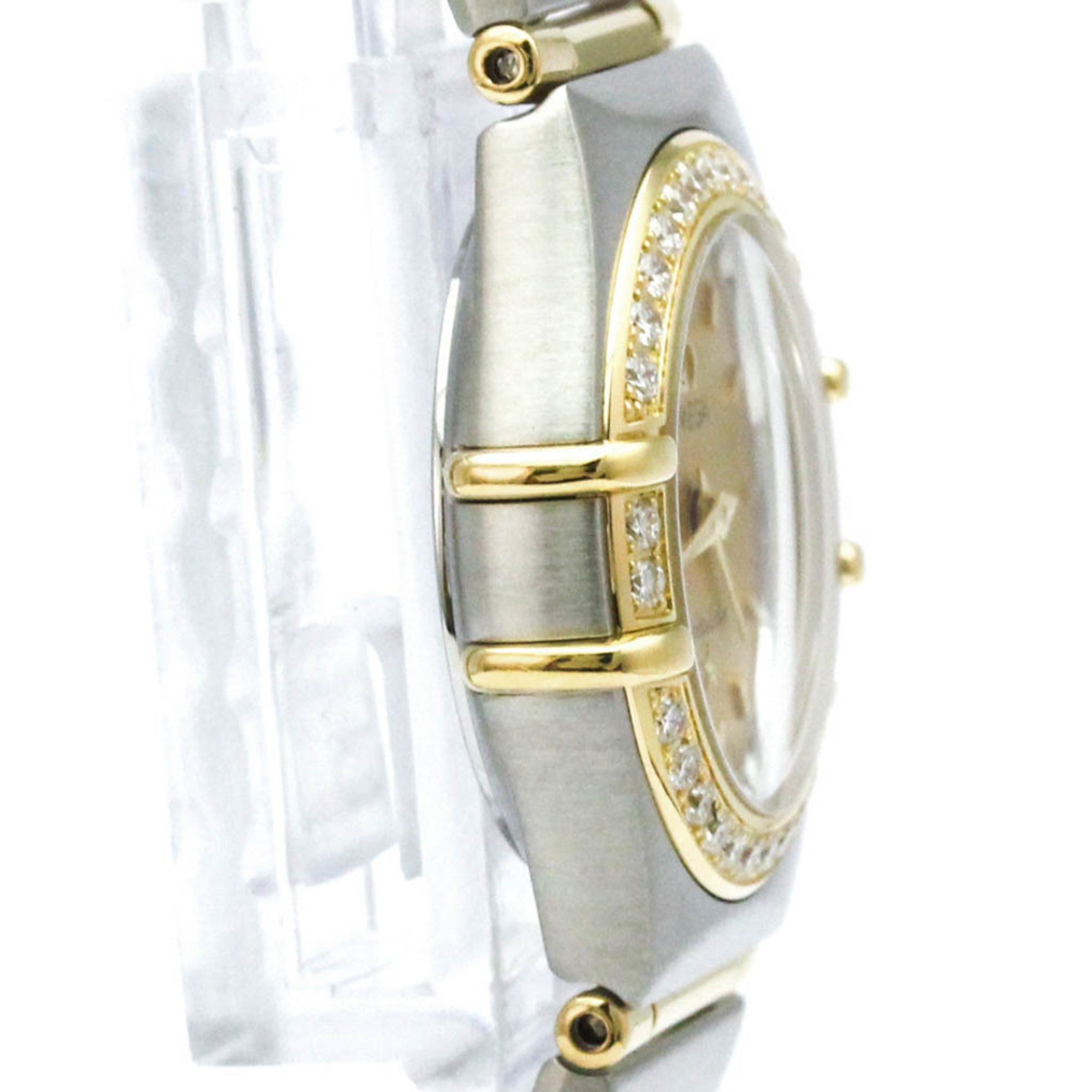 Omega Constellation Quartz Watch Stainless Steel And Yellow Gold With Diamond Bezel And Mother Of Pearl Watch (Pre-Owned)