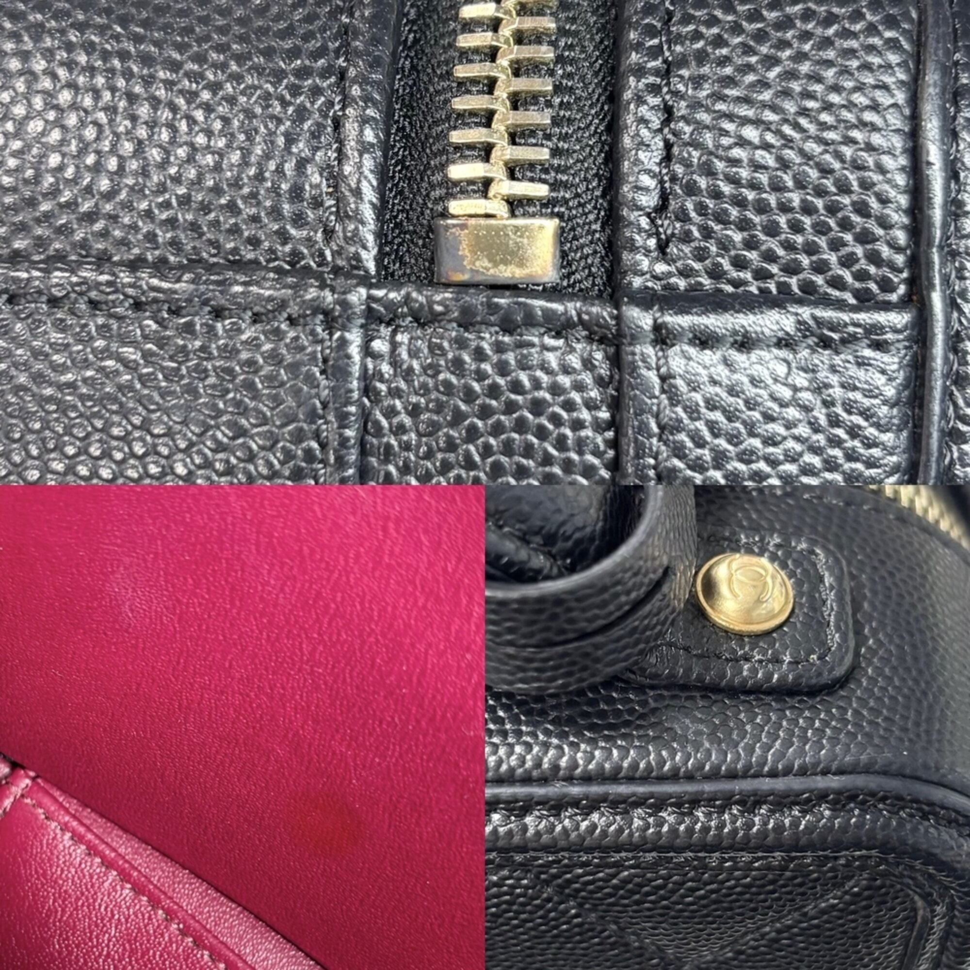Chanel Matelasse Black Grained Calfskin Handbag Shoulder Bag Vanity Bag (Pre-Owned)