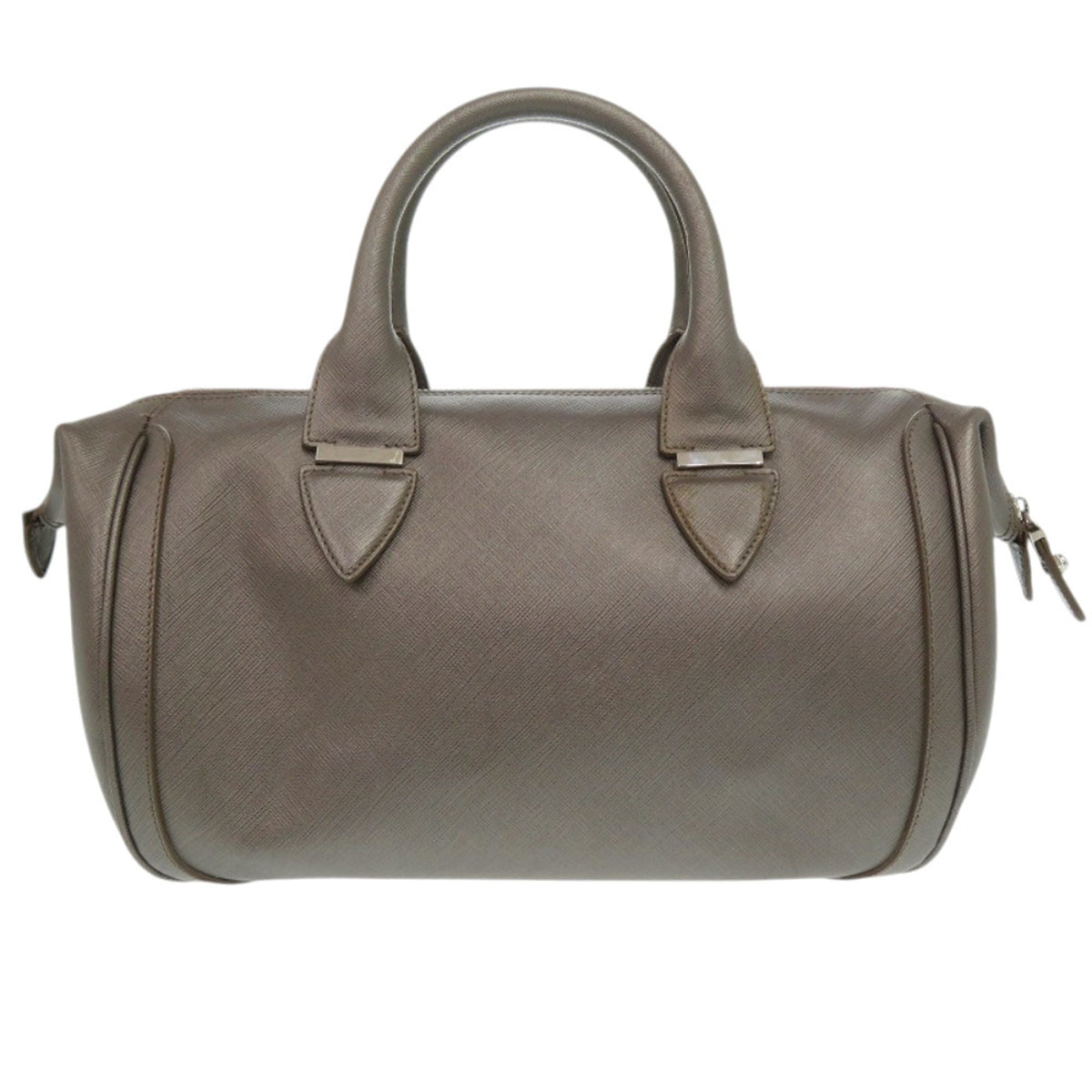 Salvatore Ferragamo Gray Leather Boston Bag Handbag (Pre-Owned)
