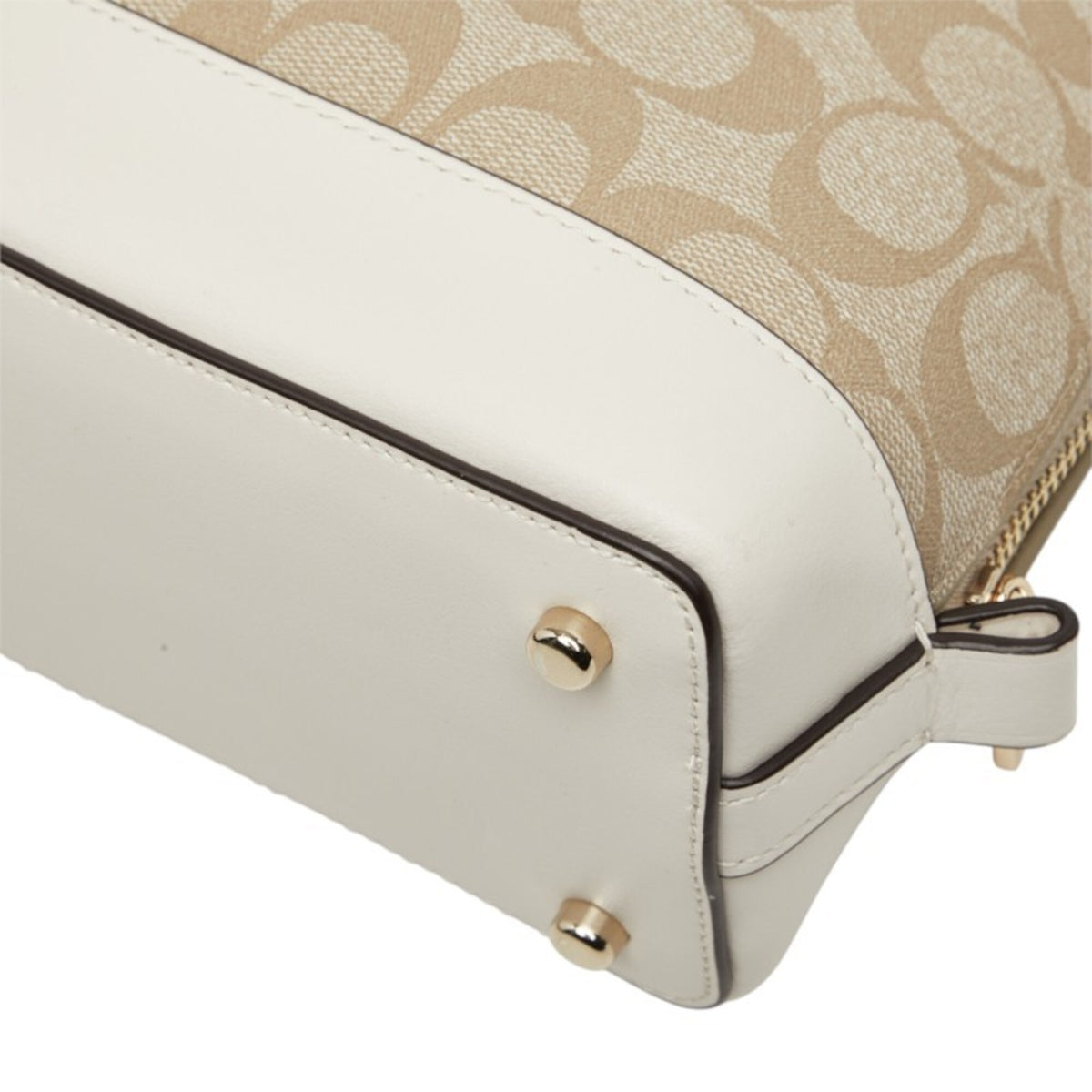 Coach Signature Beige White Signature Line Handbag (Pre-Owned)
