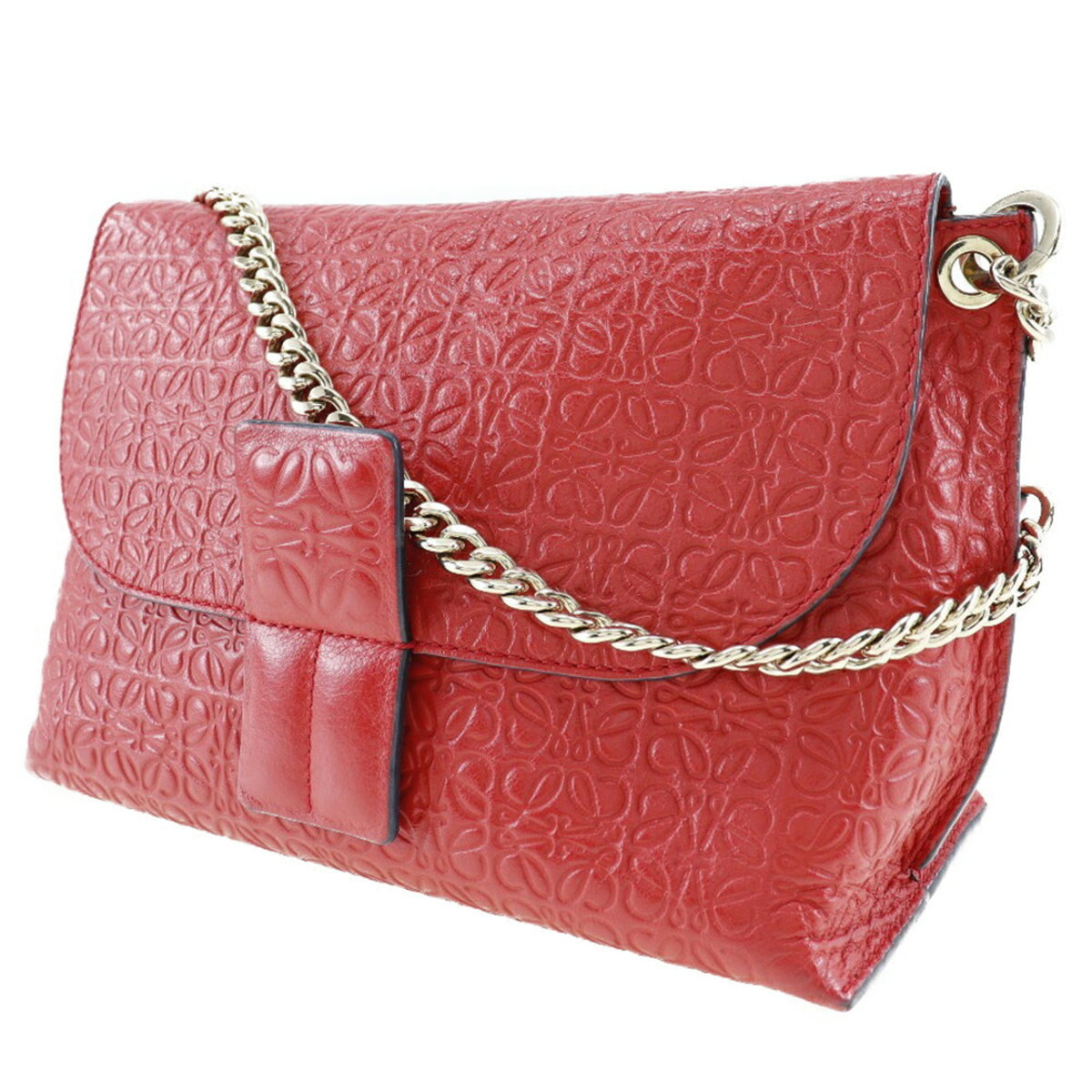 Loewe Avenue Red Color Leather Shoulder Bag (Pre-Owned)