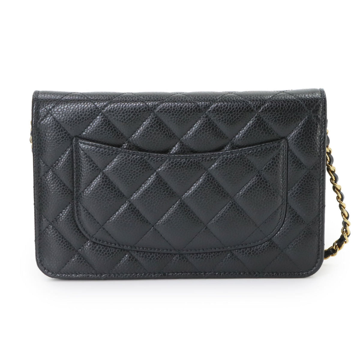 Chanel Matelasse Black Grained Calfskin Chain/Shoulder Wallet (Pre-Owned)