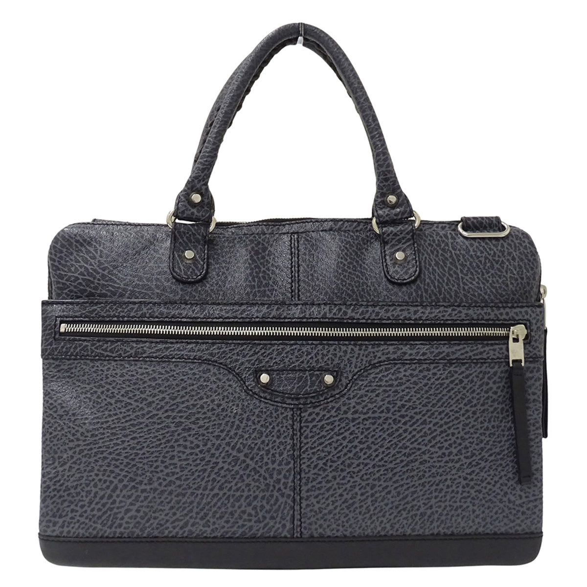 Balenciaga Blue Gray Leather Briefcase Handbag (Pre-Owned)