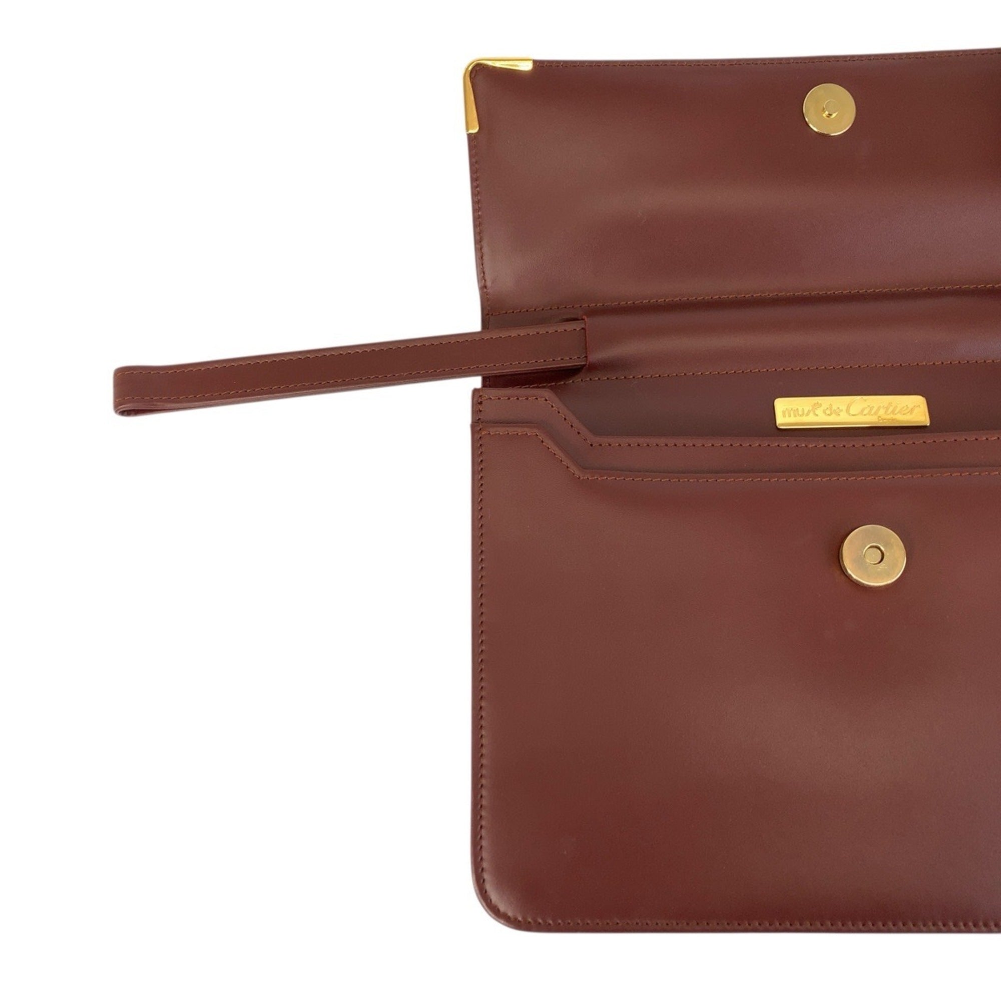 Cartier Bordeaux Leather Clutch Bag (Pre-Owned)