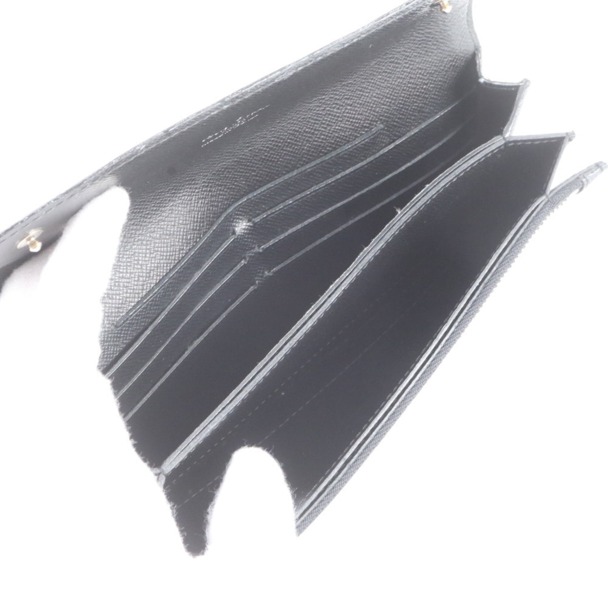 Louis Vuitton Black Leather Coated Canvas Long Wallet (Bi-Fold) (Pre-Owned)