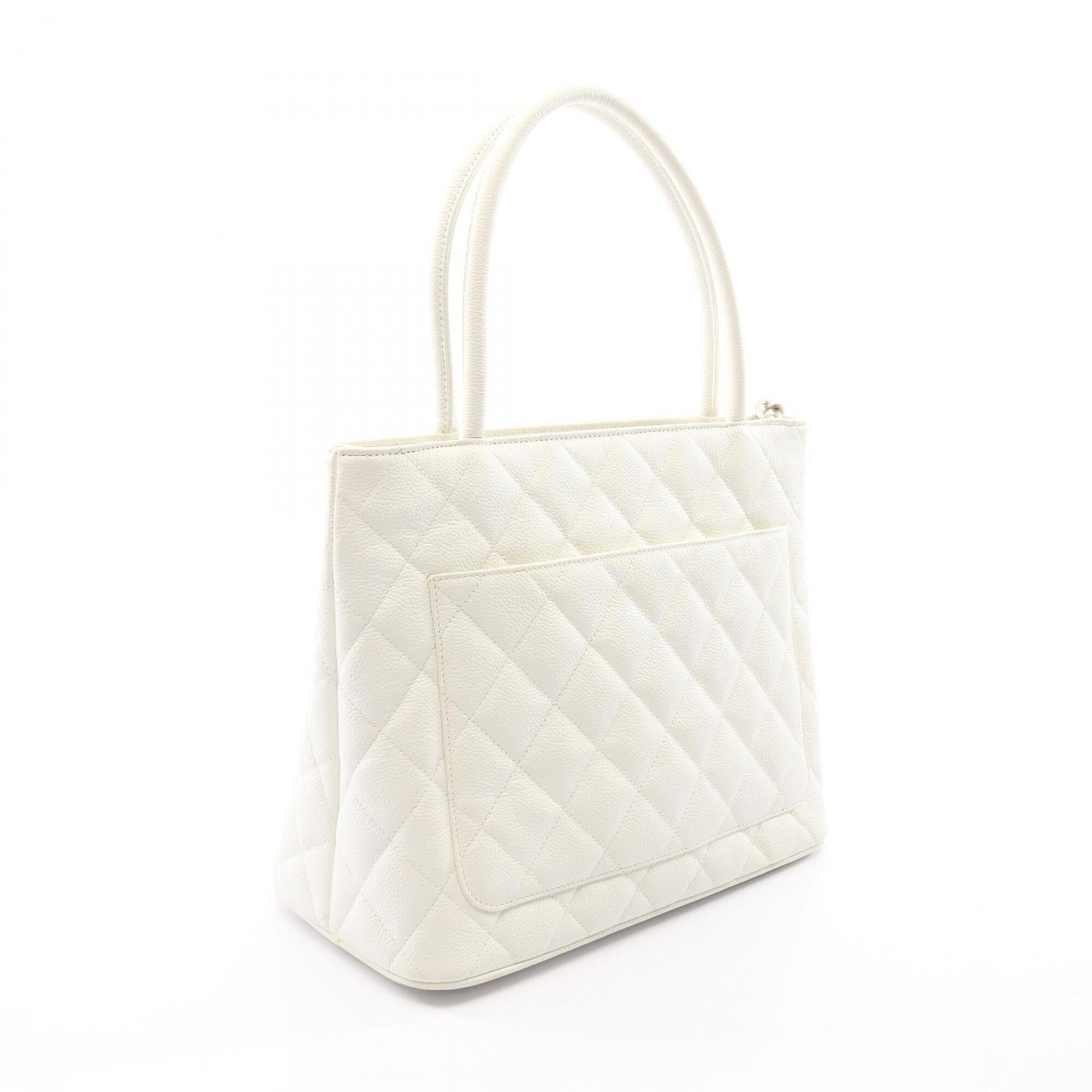 Chanel White Grained Calfskin Handbag Tote Bag (Pre-Owned)