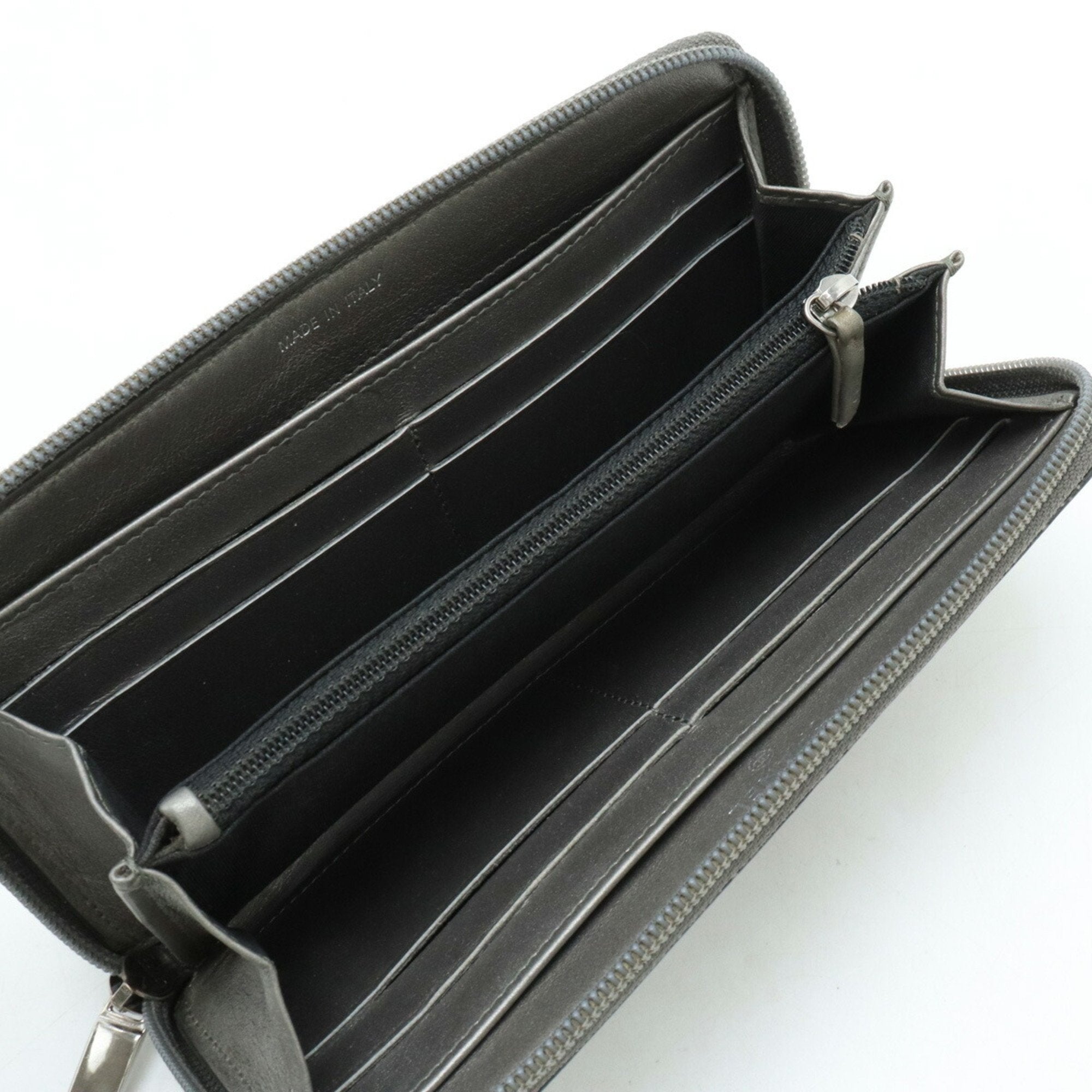 Chanel Metallic Gray Caviar Leather Long Wallet (Bi-Fold) (Pre-Owned)