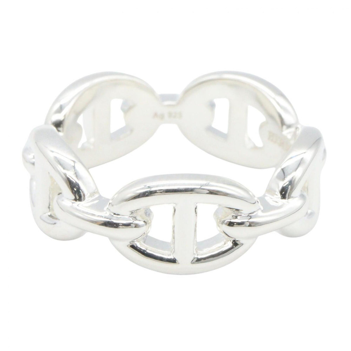 Hermes Silver Silver 925 Band Ring (Pre-Owned)