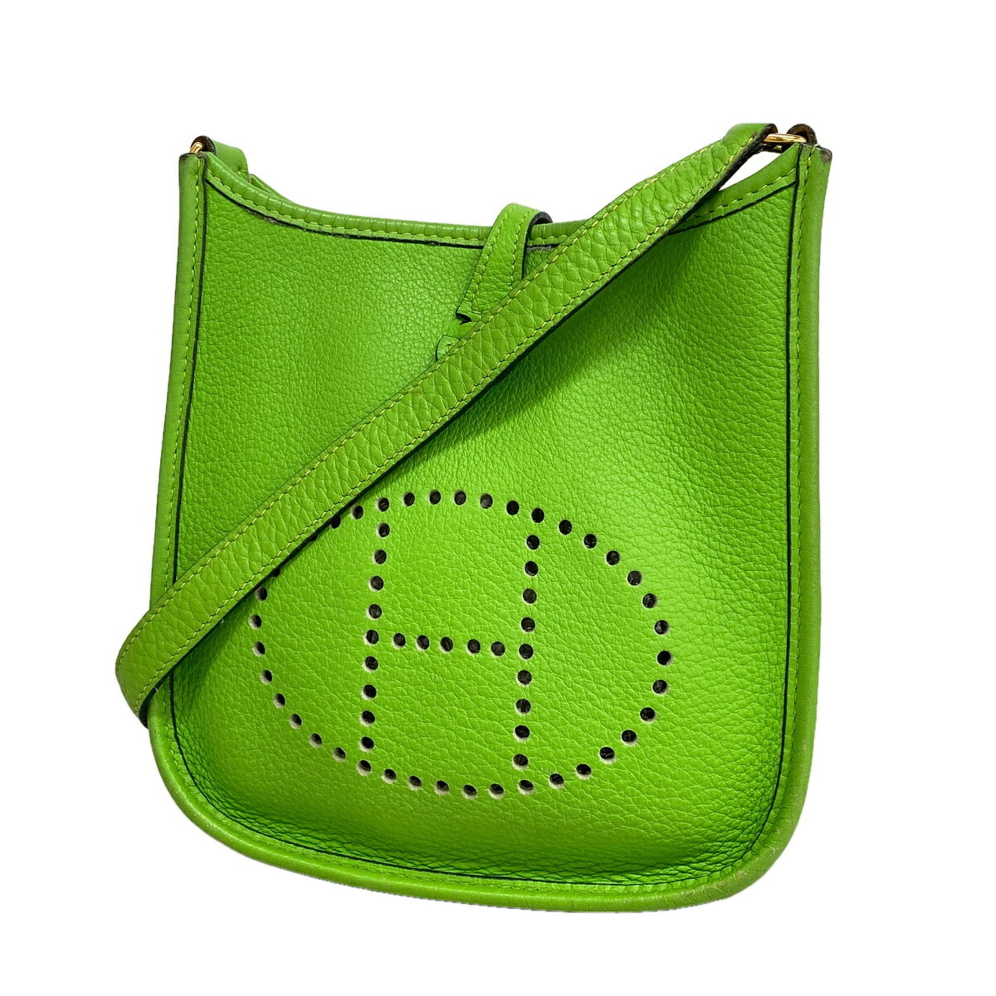 Hermes Apple Green Taurillon Clemence Leather Shoulder Bag (Pre-Owned)