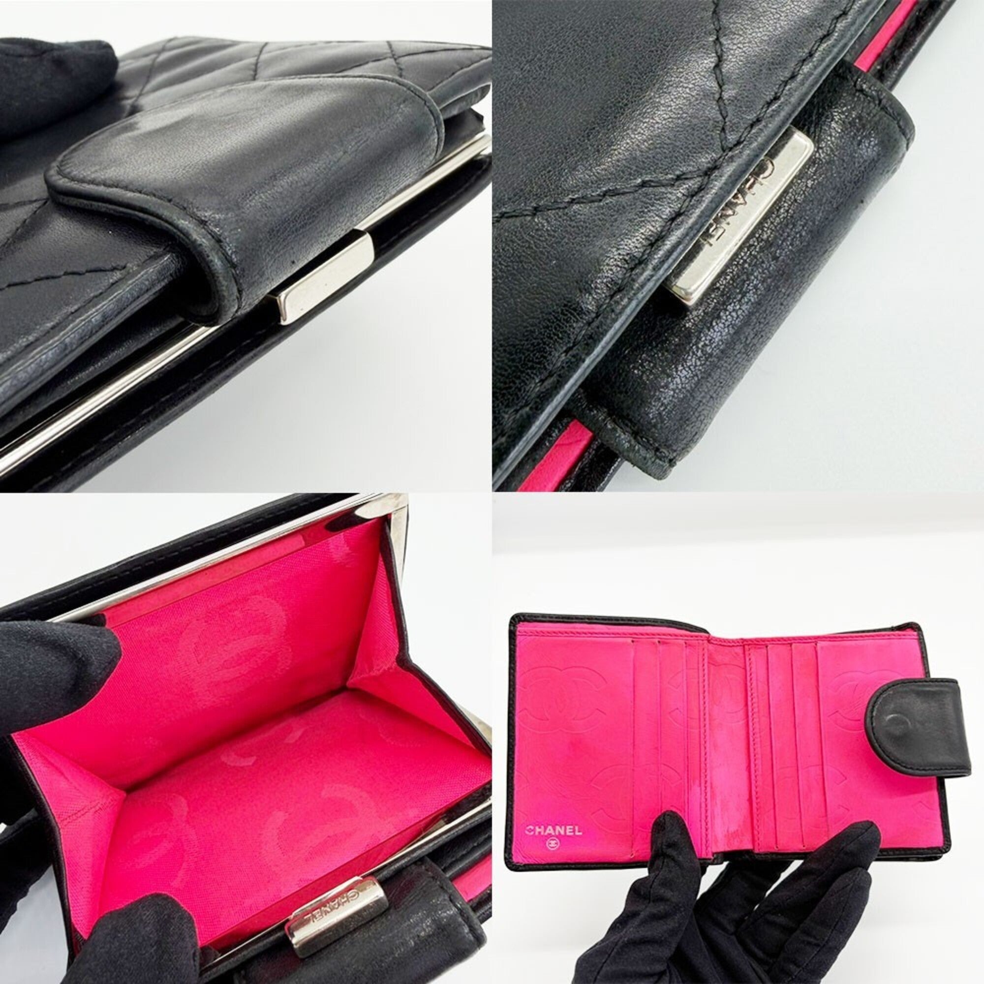 Chanel Black White Cambon Ligne Wallet (Bi-Fold) (Pre-Owned)