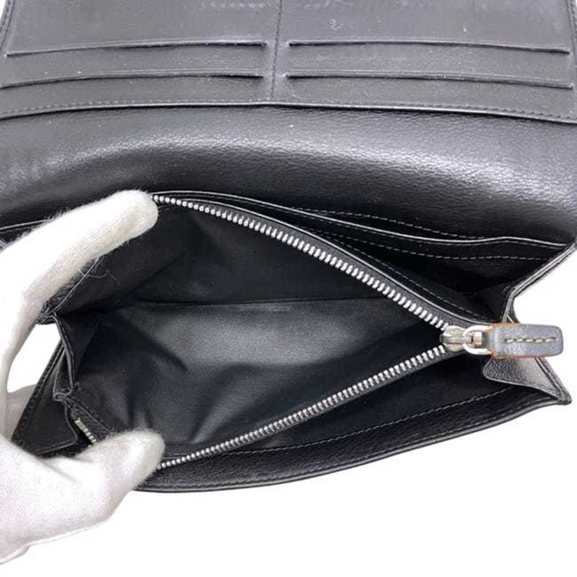 Celine Black Canvas Leather Long Wallet (Bi-Fold) (Pre-Owned)