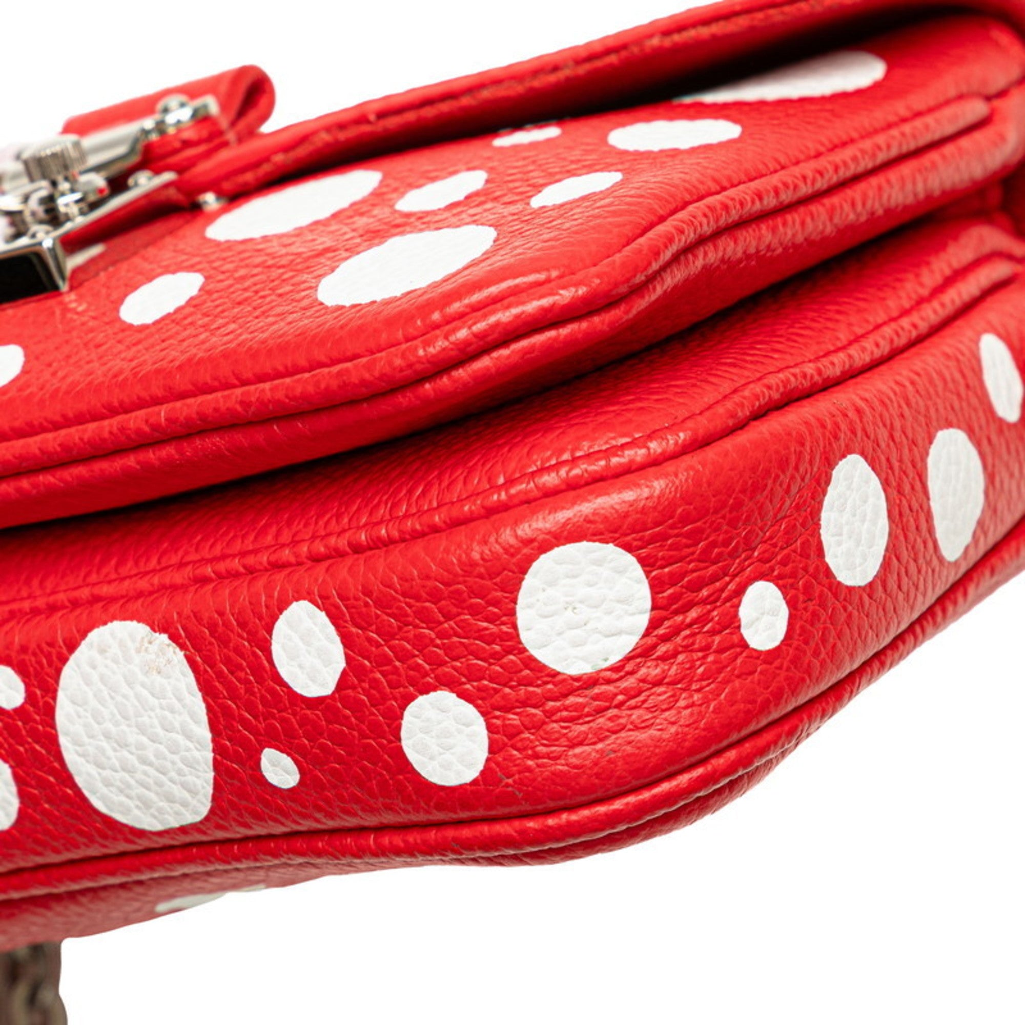 Louis Vuitton Yayoi Kusama Red Color White Leather Handbag Shoulder Bag (Pre-Owned)