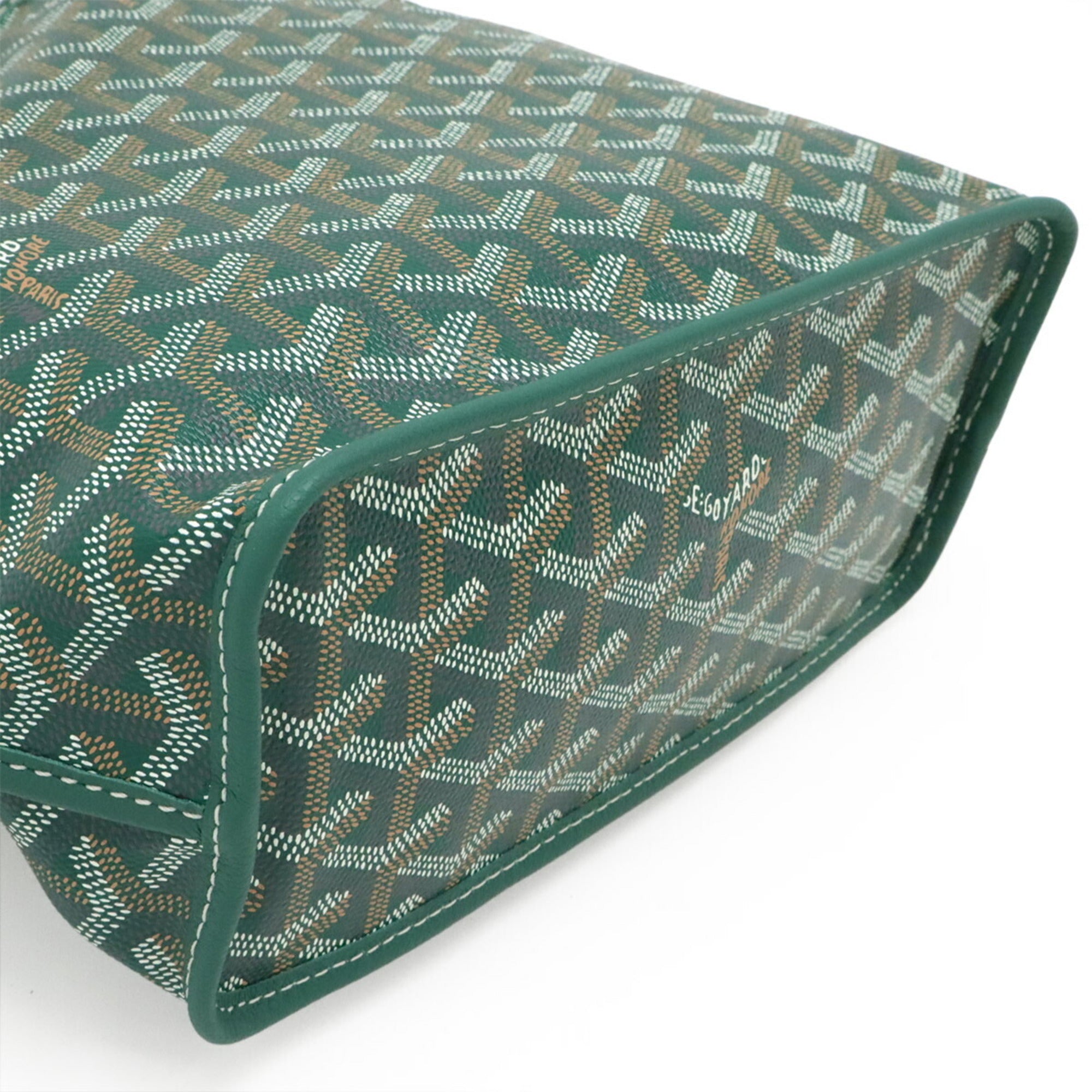Goyard Green White Coated Canvas Handbag Pouch Tote Bag (Pre-Owned)