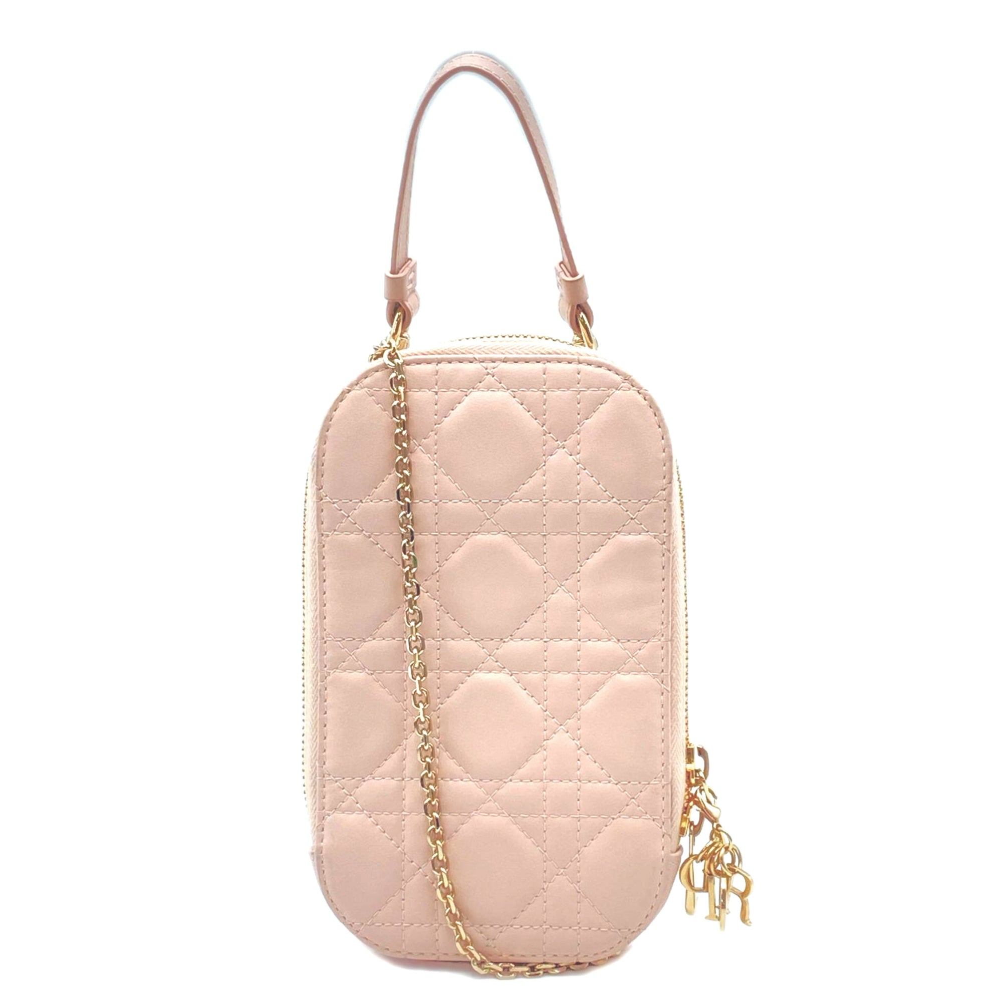 Christian Dior Lady Dior Pink Beige Leather Shoulder Bag (Pre-Owned)