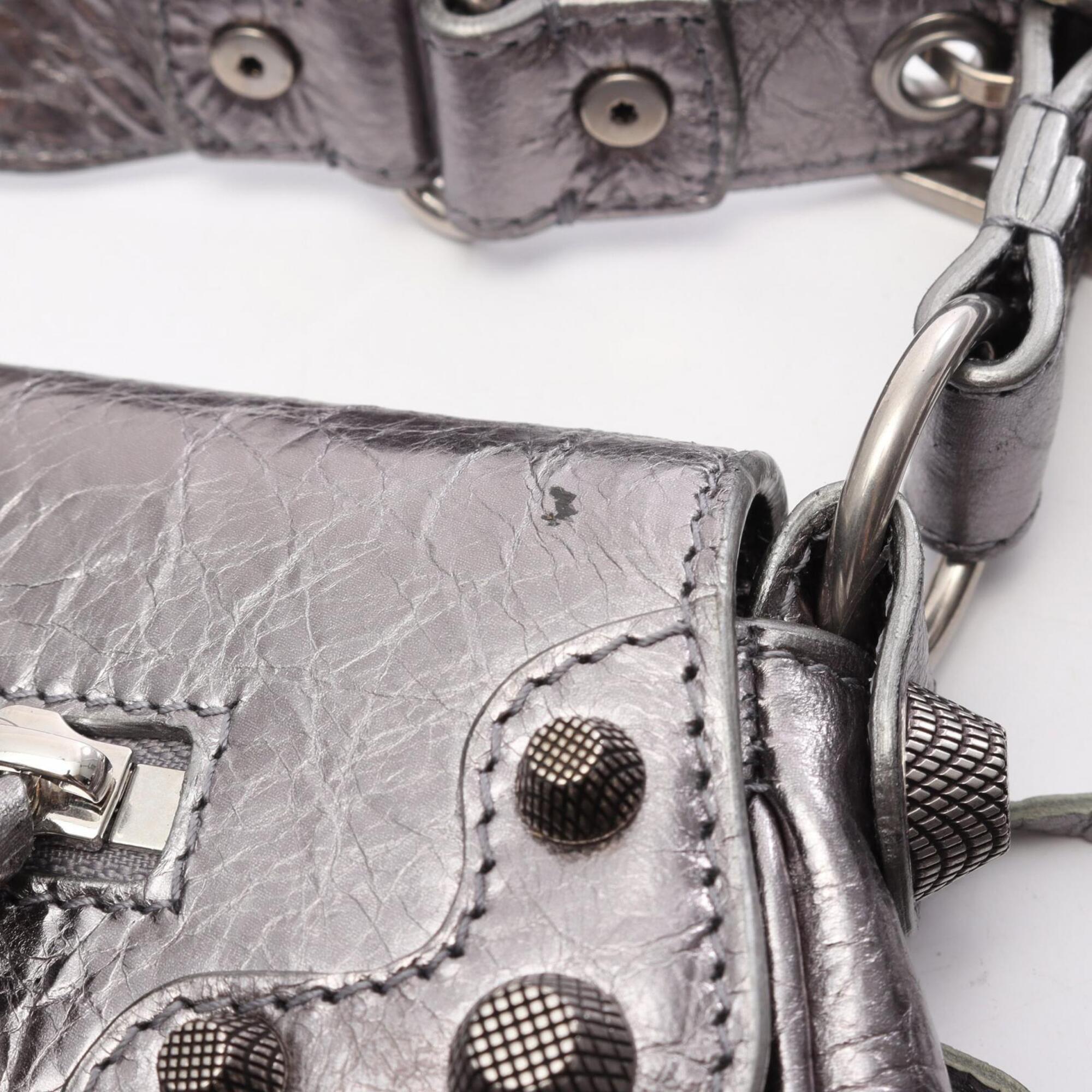Balenciaga Silver Leather Handbag Shoulder Bag (Pre-Owned)