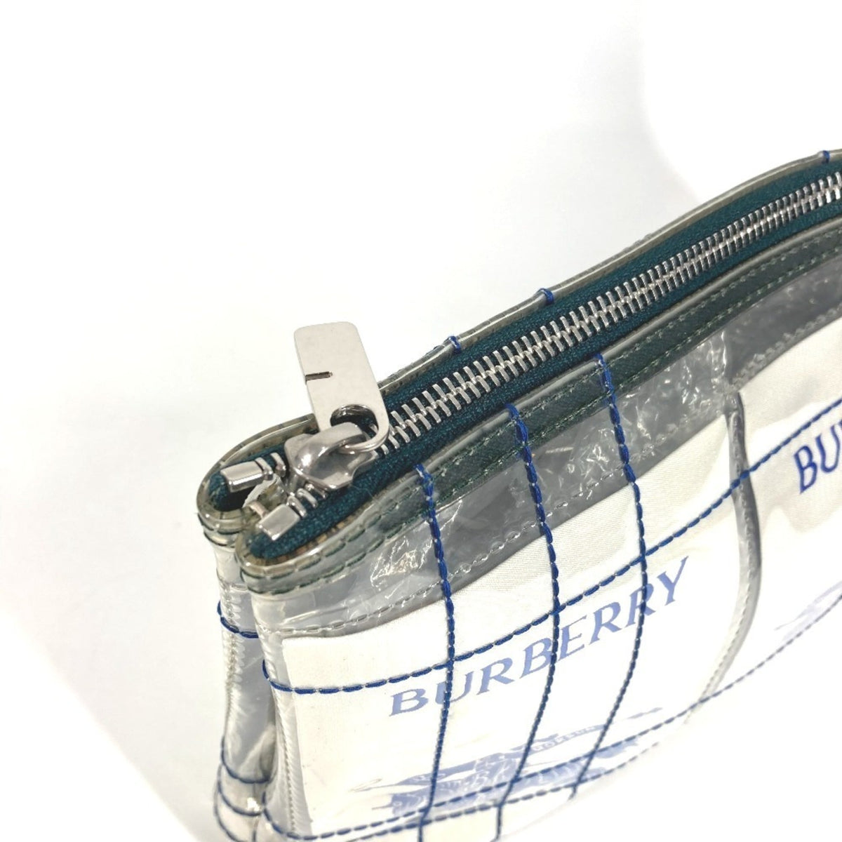 Burberry Blue Clear Vinyl Clutch Bag Handbag Pouch (Pre-Owned)