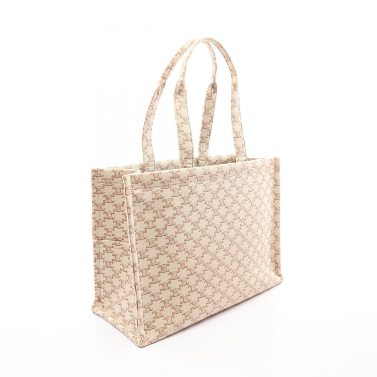 Celine Beige Brown Canvas Leather Handbag Tote Bag (Pre-Owned)