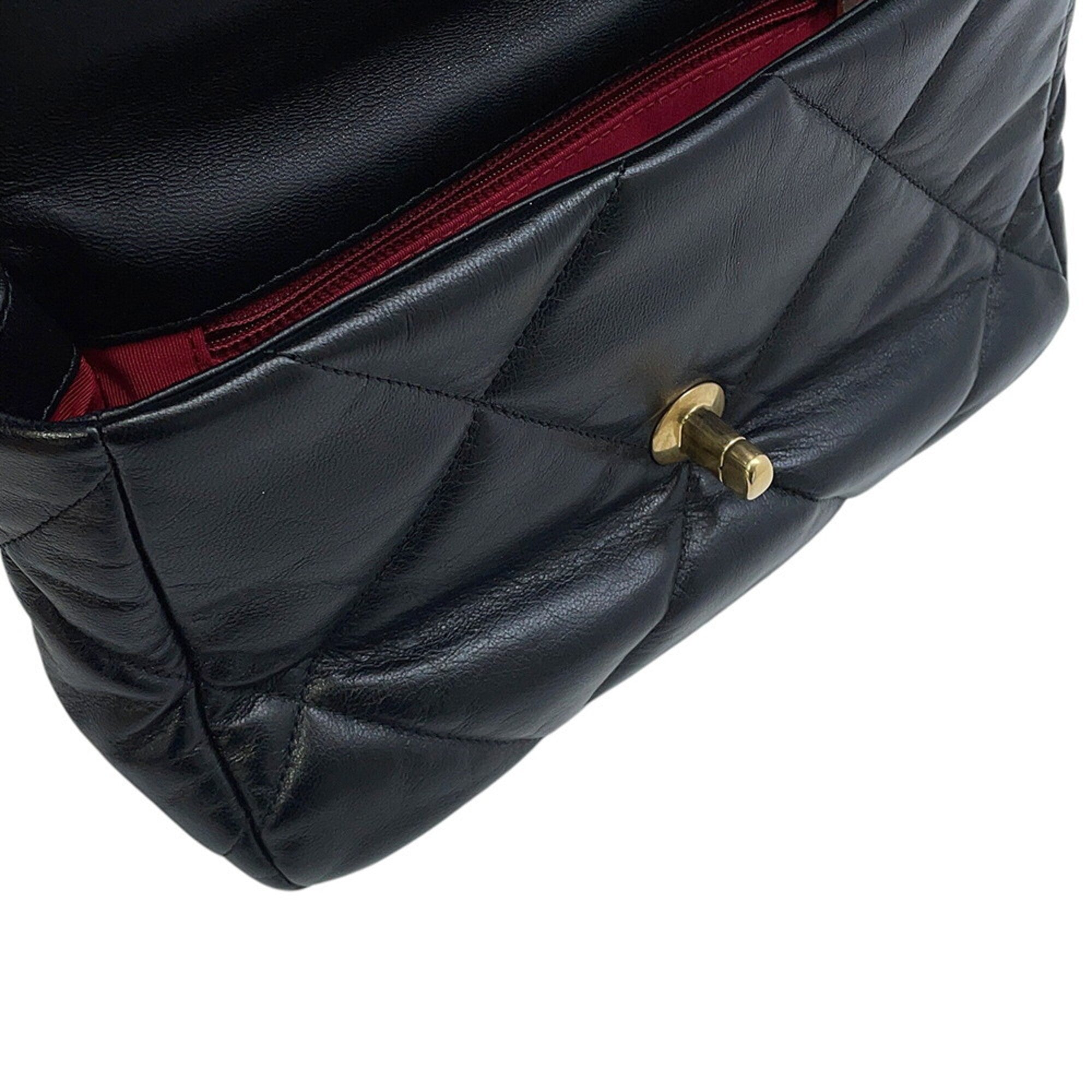 Chanel Black Leather Handbag Shoulder Bag (Pre-Owned)