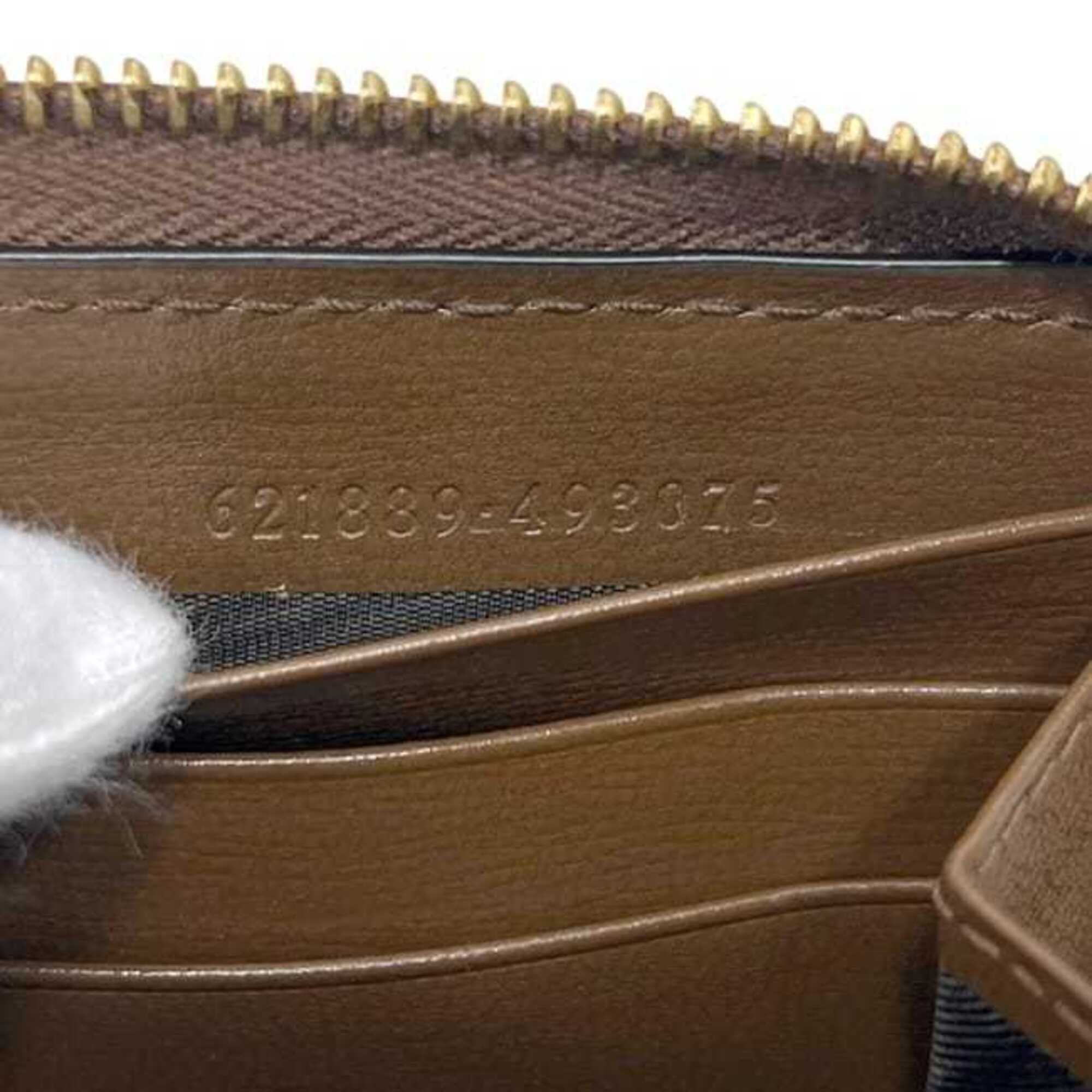 Gucci Beige Brown Pvc Leather Long Wallet (Bi-Fold) (Pre-Owned)