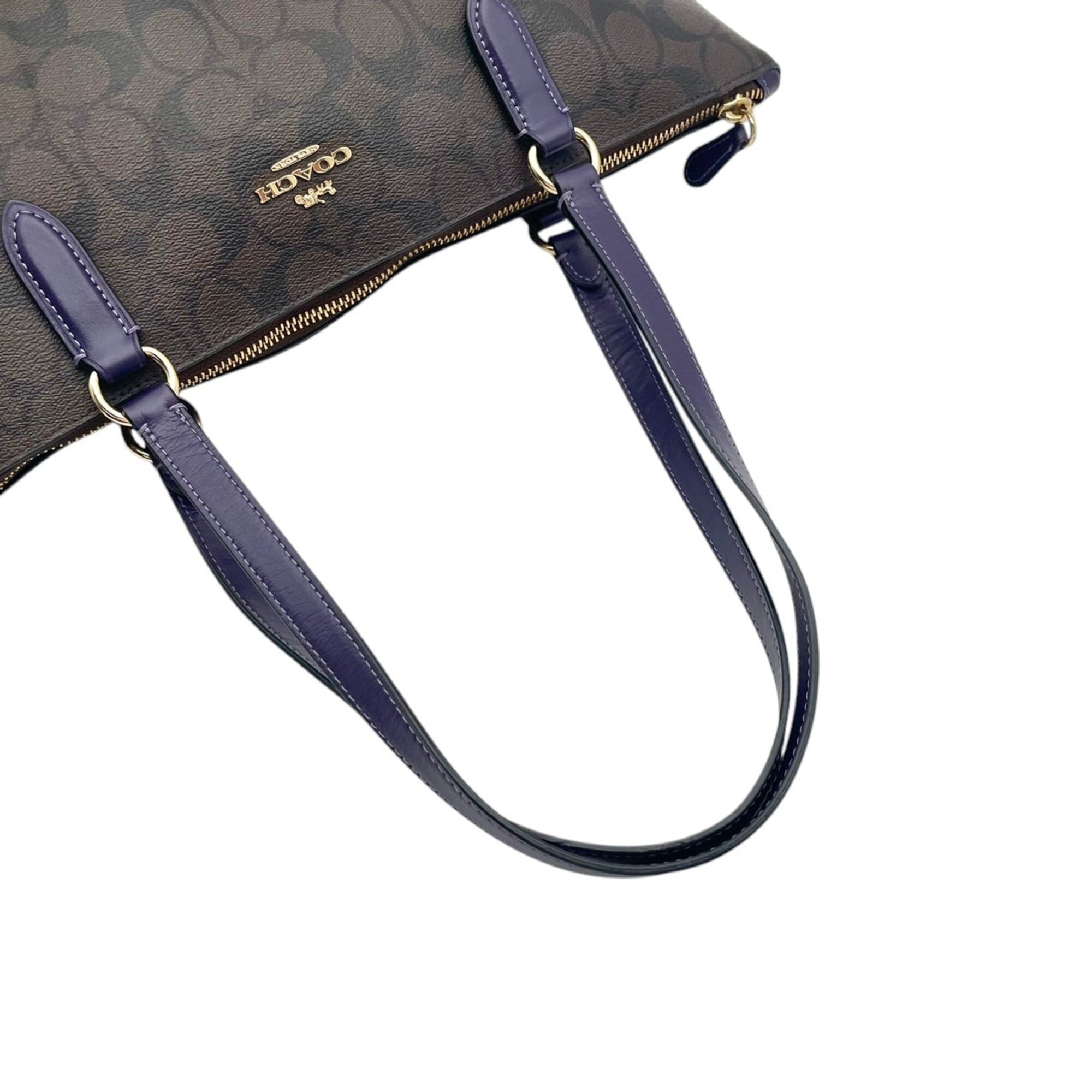 Coach Brown Purple Pvc Leather Handbag Tote Bag (Pre-Owned)