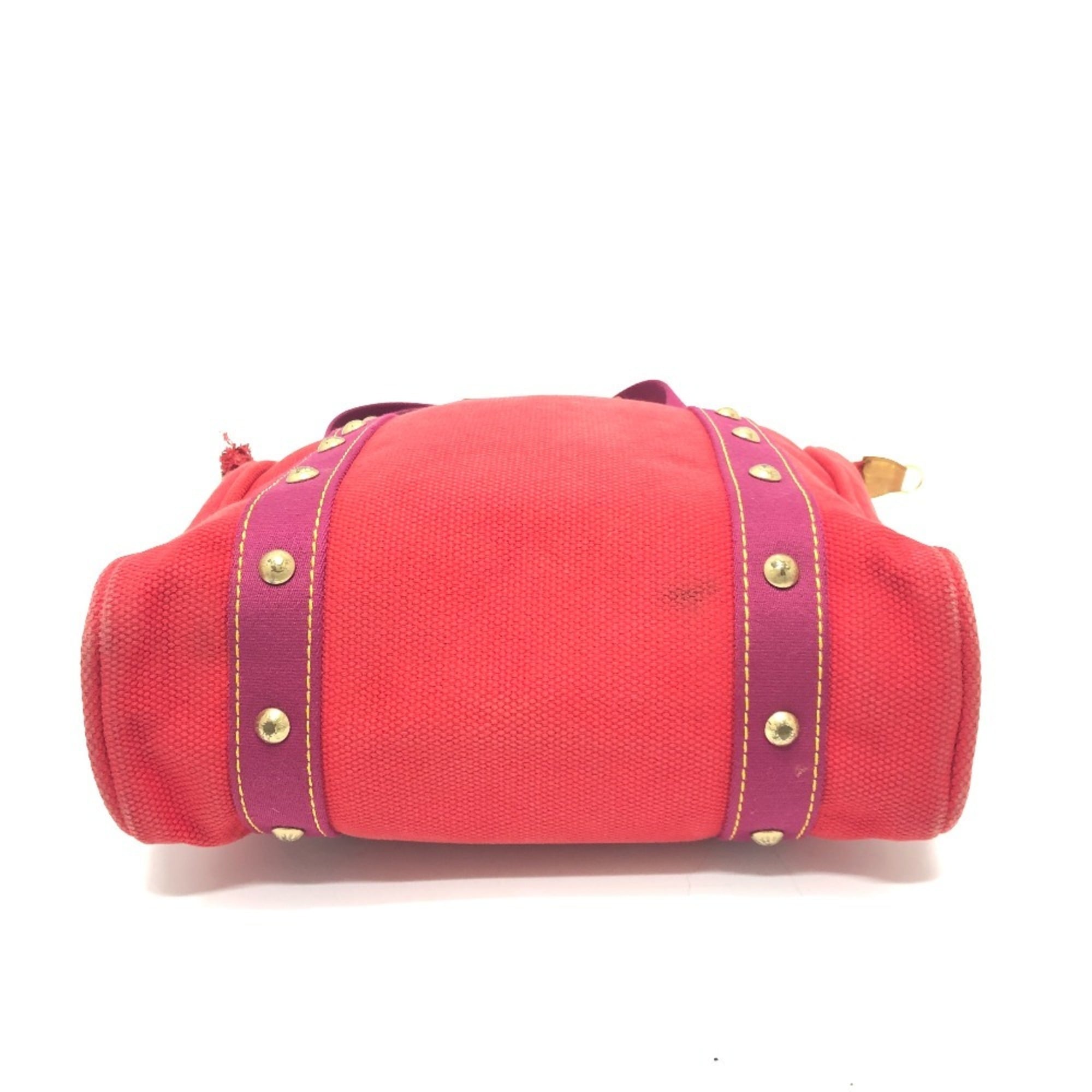 Louis Vuitton Red Color Canvas Tote Bag (Pre-Owned)