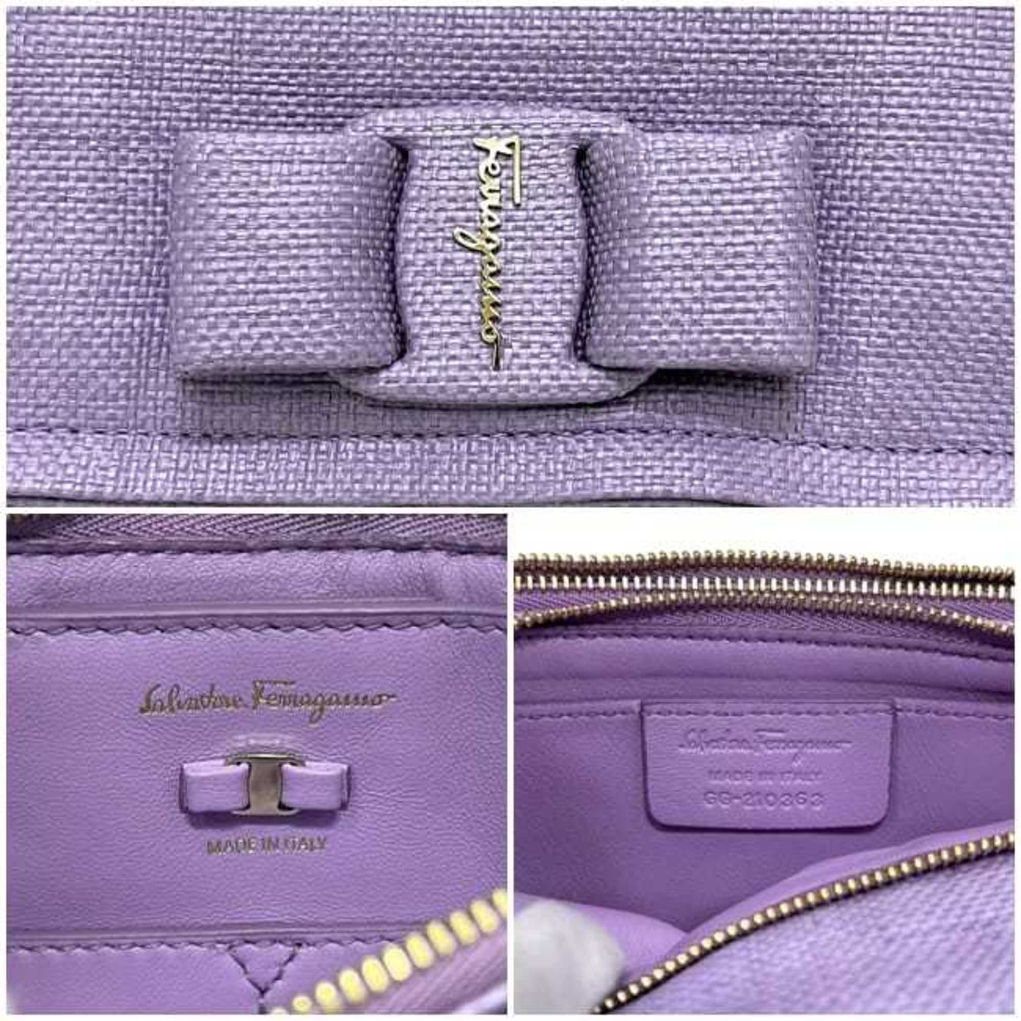 Salvatore Ferragamo Purple Coated Canvas Shoulder Bag (Pre-Owned)